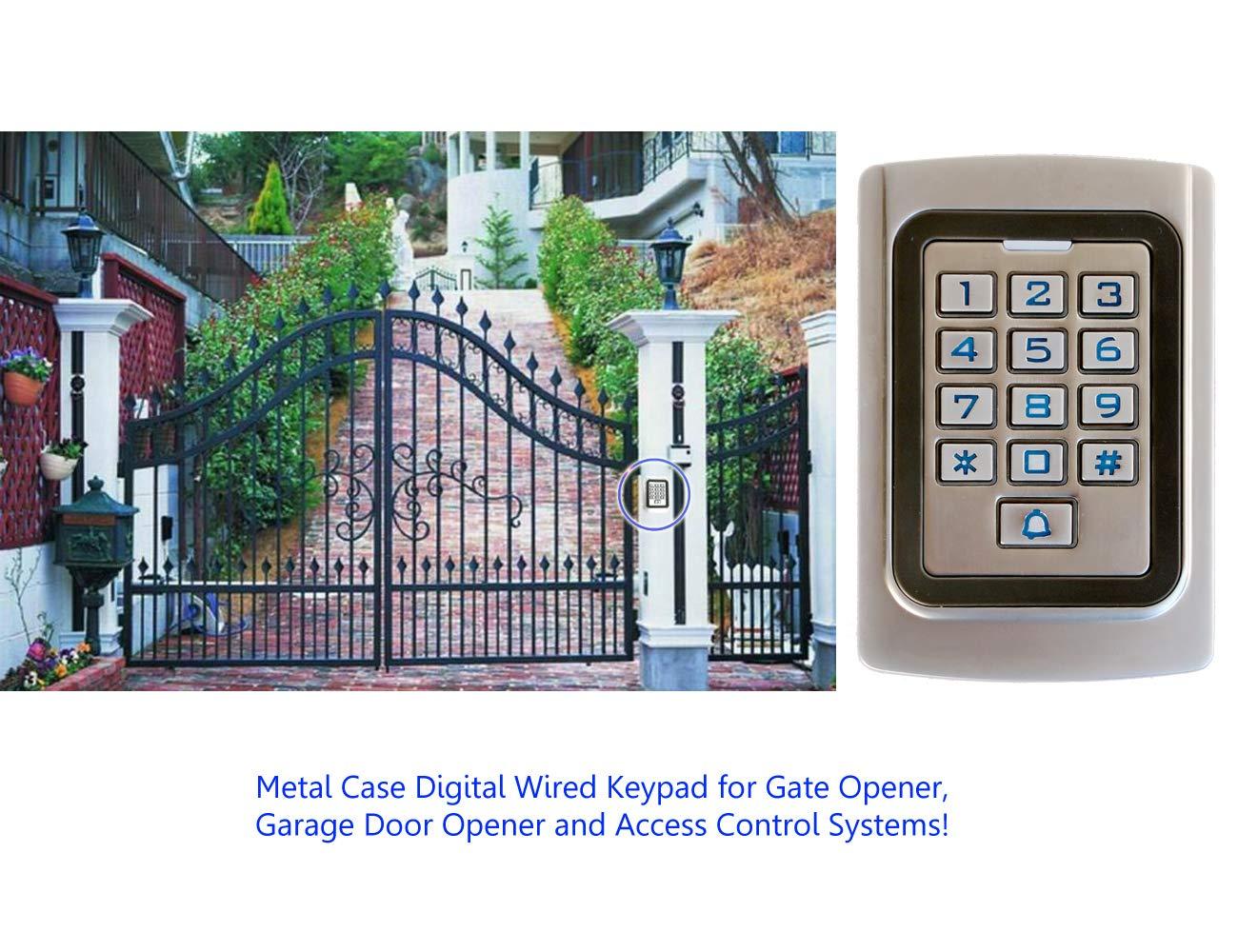 IP68 Waterproof Universal 12V 24VDC Metal Case Digital Wired Keypad for Garage Door, Gate Opener and Access Control Systems