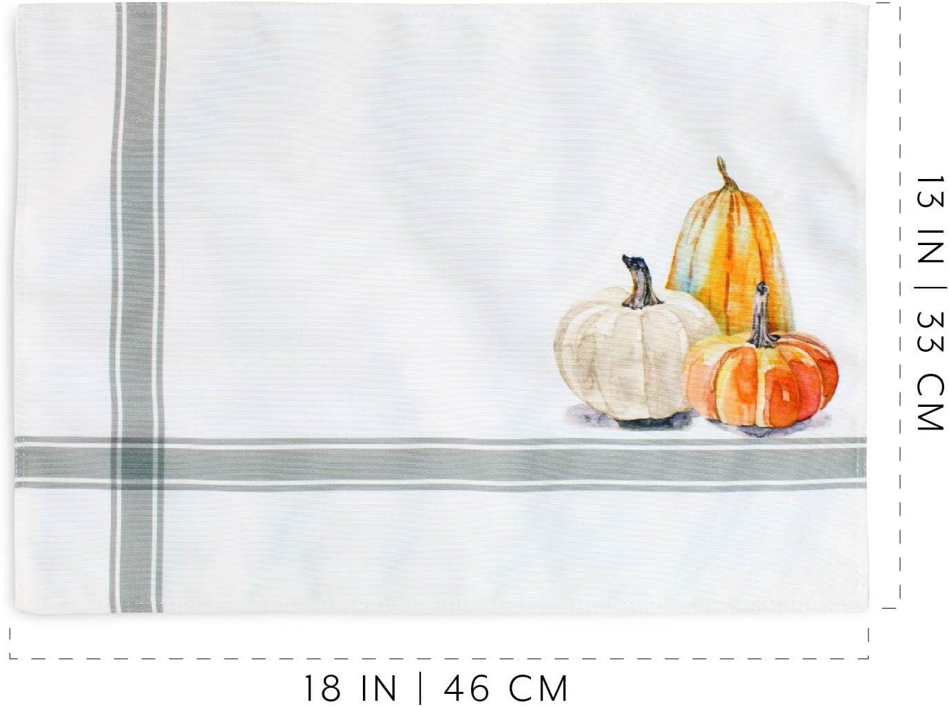 AuldHome Design Fall Placemats, 4pc Set; Thanksgiving & Halloween Pumpkin Themed Table Decor