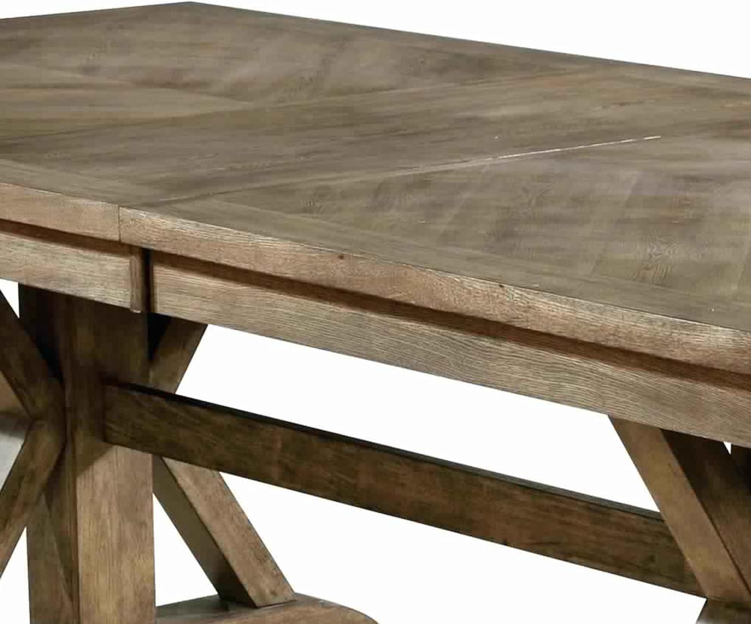 Mesa de Comedor de Madera de Estilo Transicional con Base de Caballete, Marrón