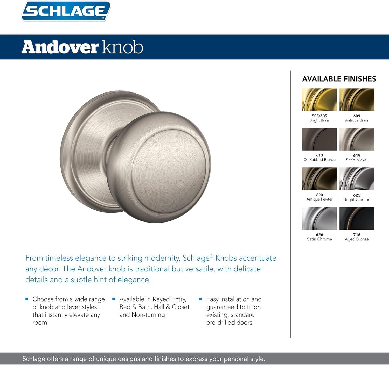 Andover Knob with Addison Trim Hall and Closet Lock
