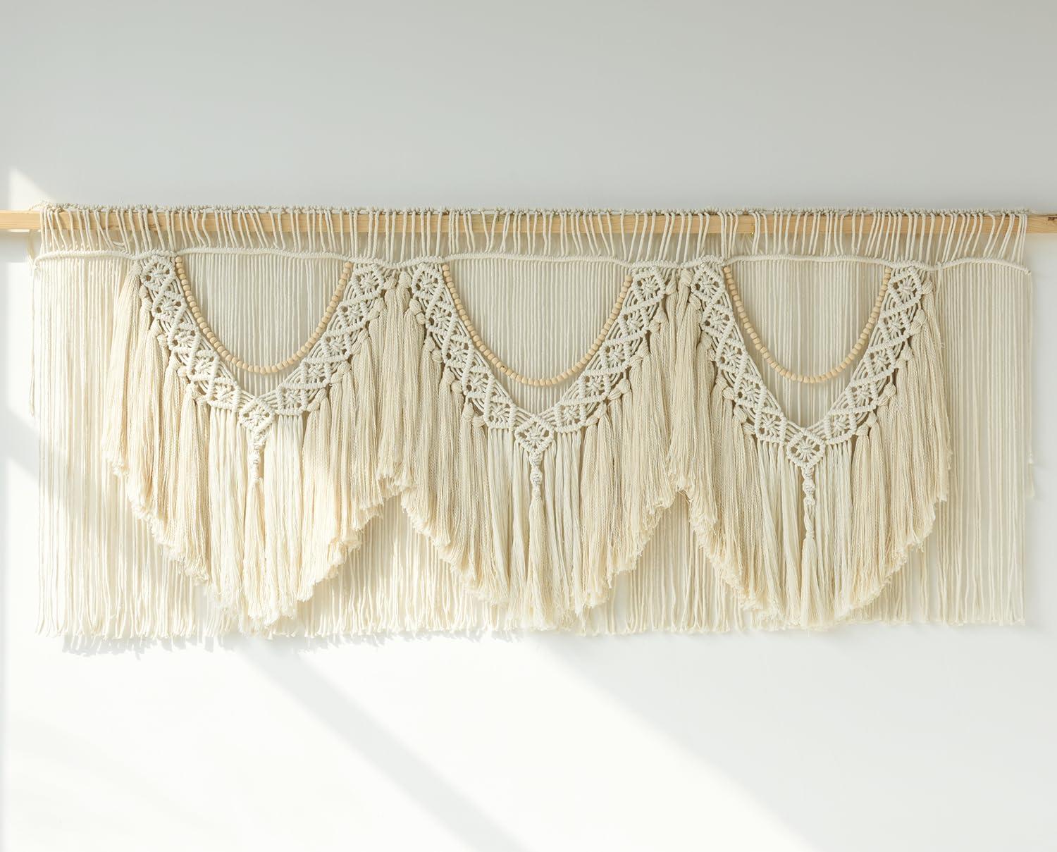 Extra Large Off-White Cotton Macrame Wall Hanging