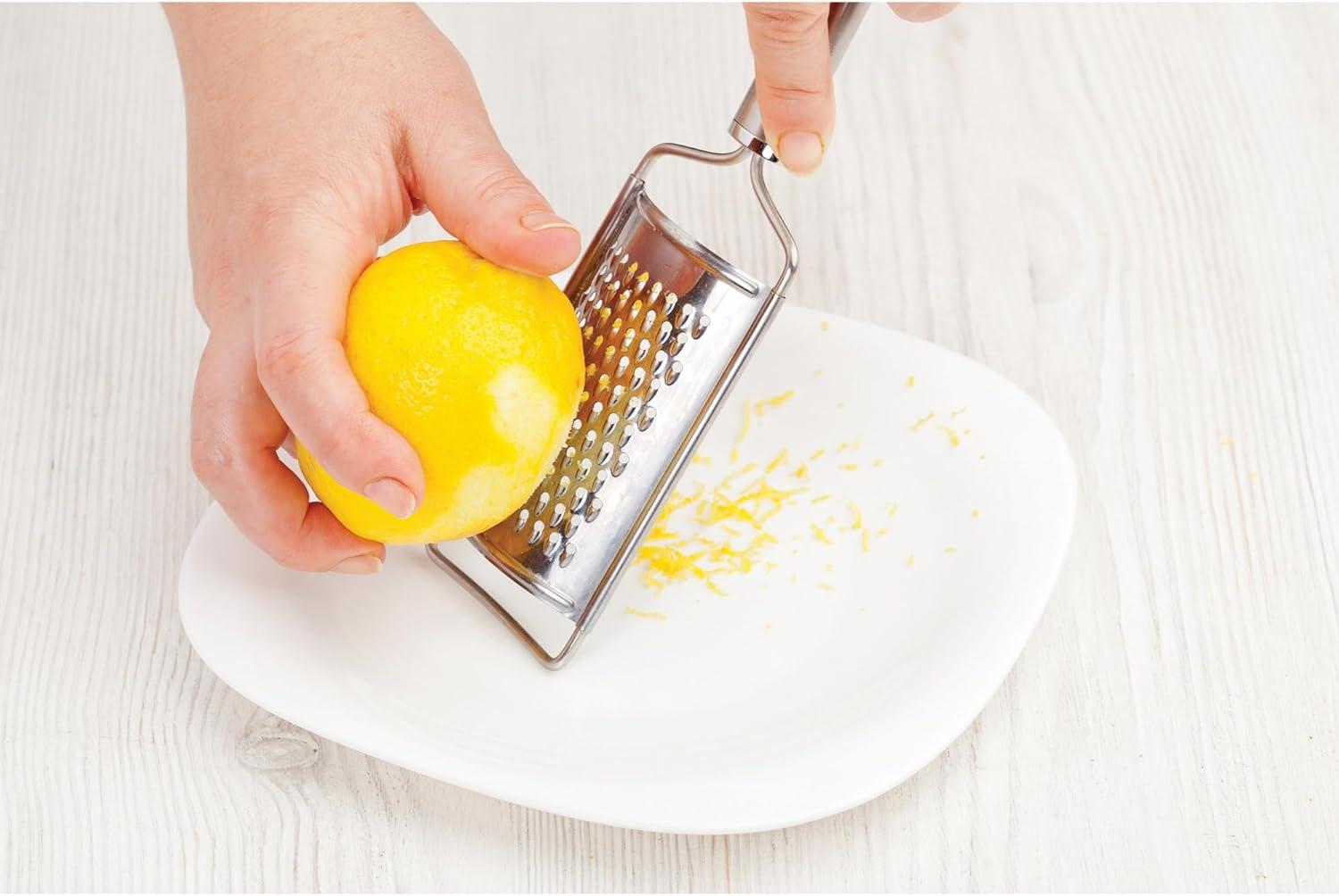 HIC 8.5" Stainless Steel Handy Grater Zester - Grates Hard & Soft Cheeses, Ginger, Chocolate, Citrus