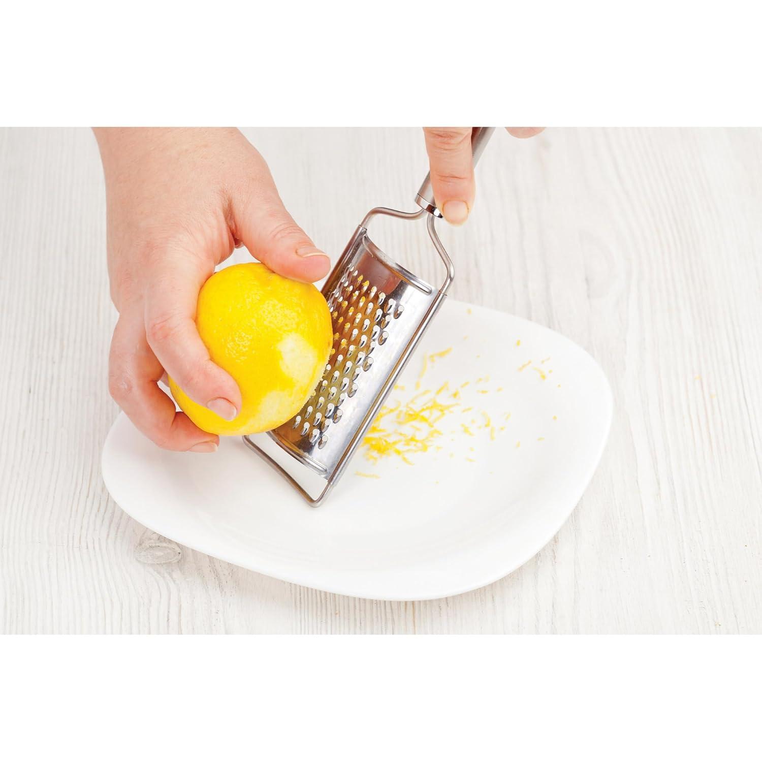 HIC 8.5" Stainless Steel Handy Grater Zester - Grates Hard & Soft Cheeses, Ginger, Chocolate, Citrus