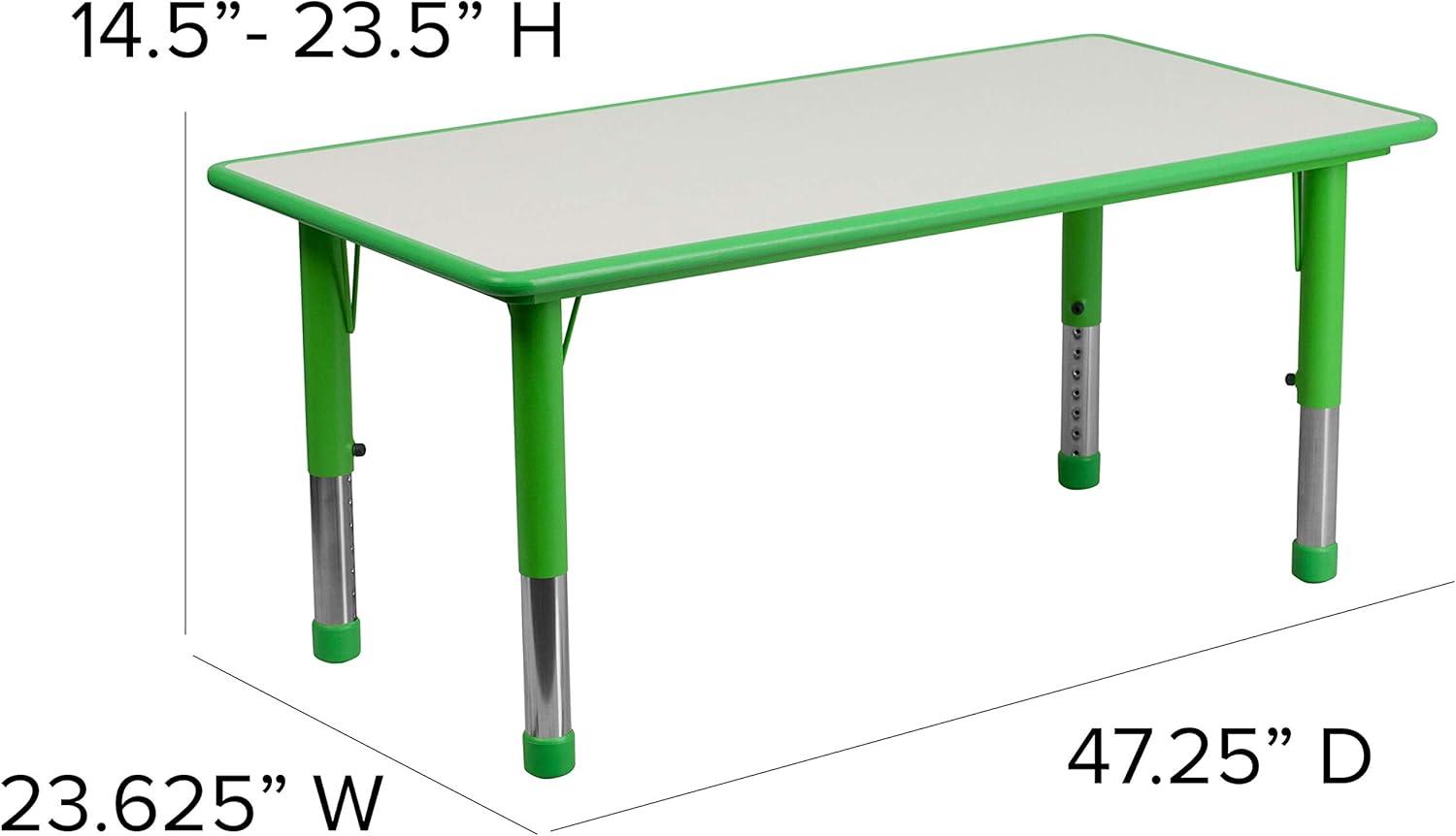 Flash Furniture 23.625"W x 47.25"L Rectangular Plastic Height Adjustable Activity Table