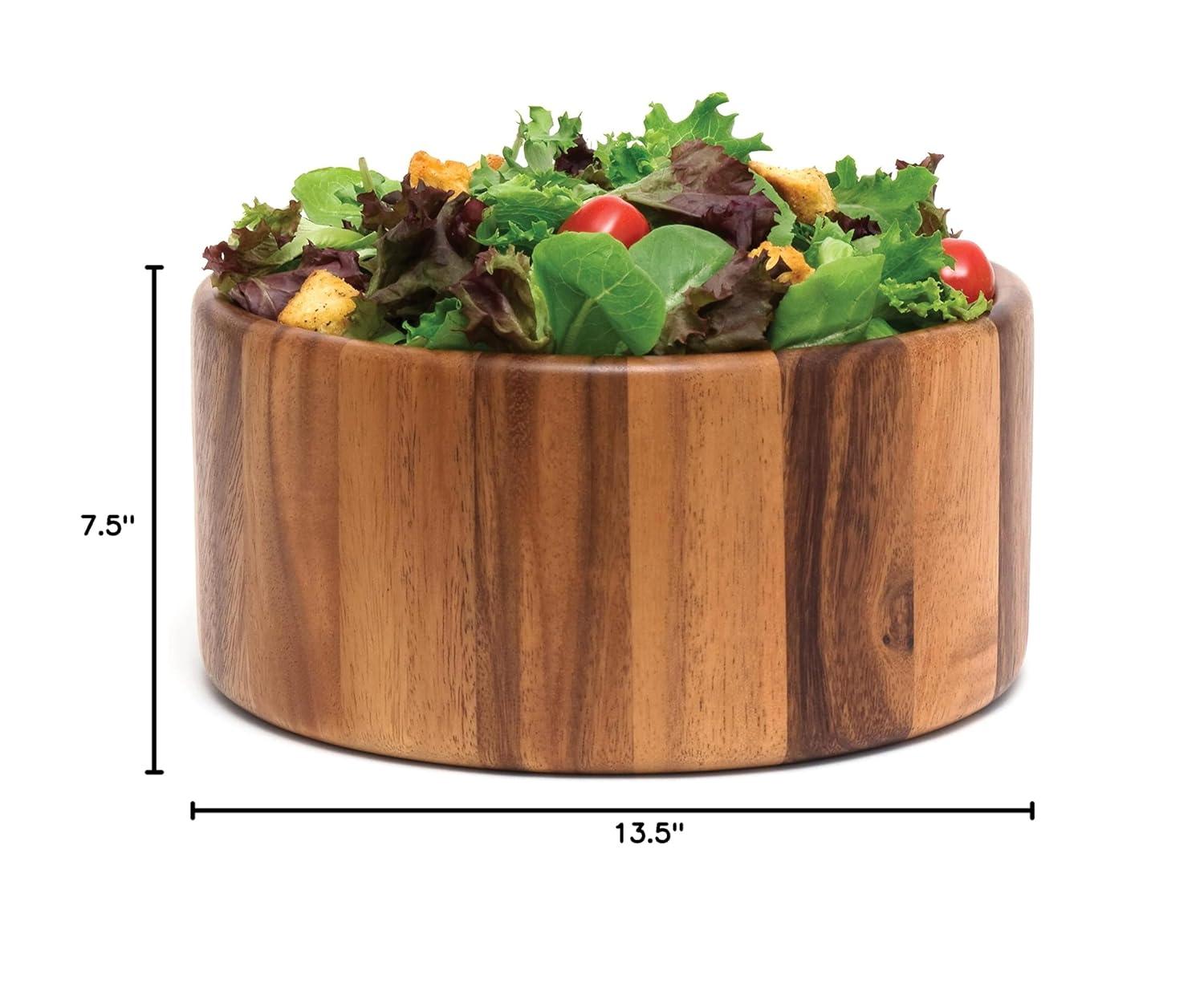 Lipper Acacia Straight Side Bowl With Servers