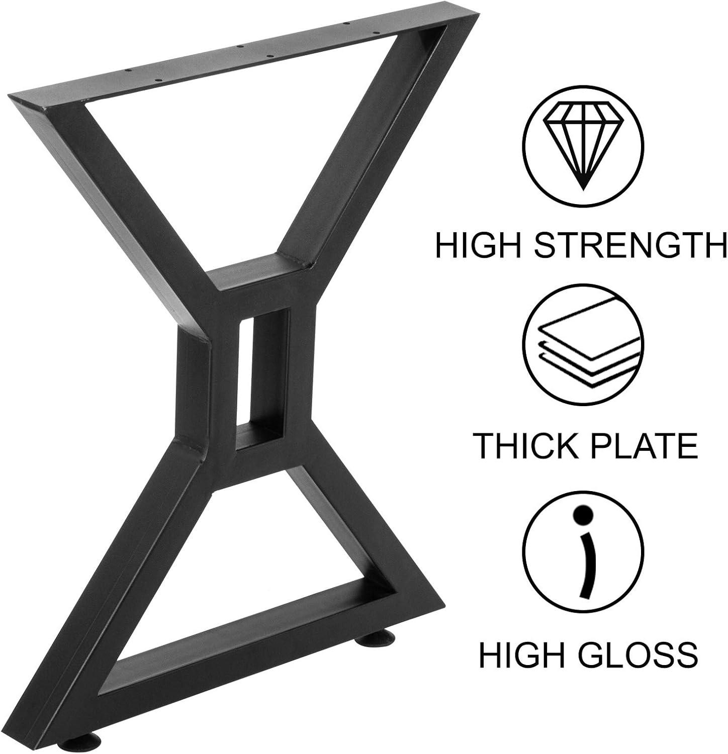 VEVOR Dining Table Legs 28 inch, Metal Table Legs 2PCS, Hollow X-Shaped Legs 440 Lbs Load Capacity DIY Coffee Table Legs Black Anti-Rust Iron Office Table Legs with Baking Varnish for Dining Table