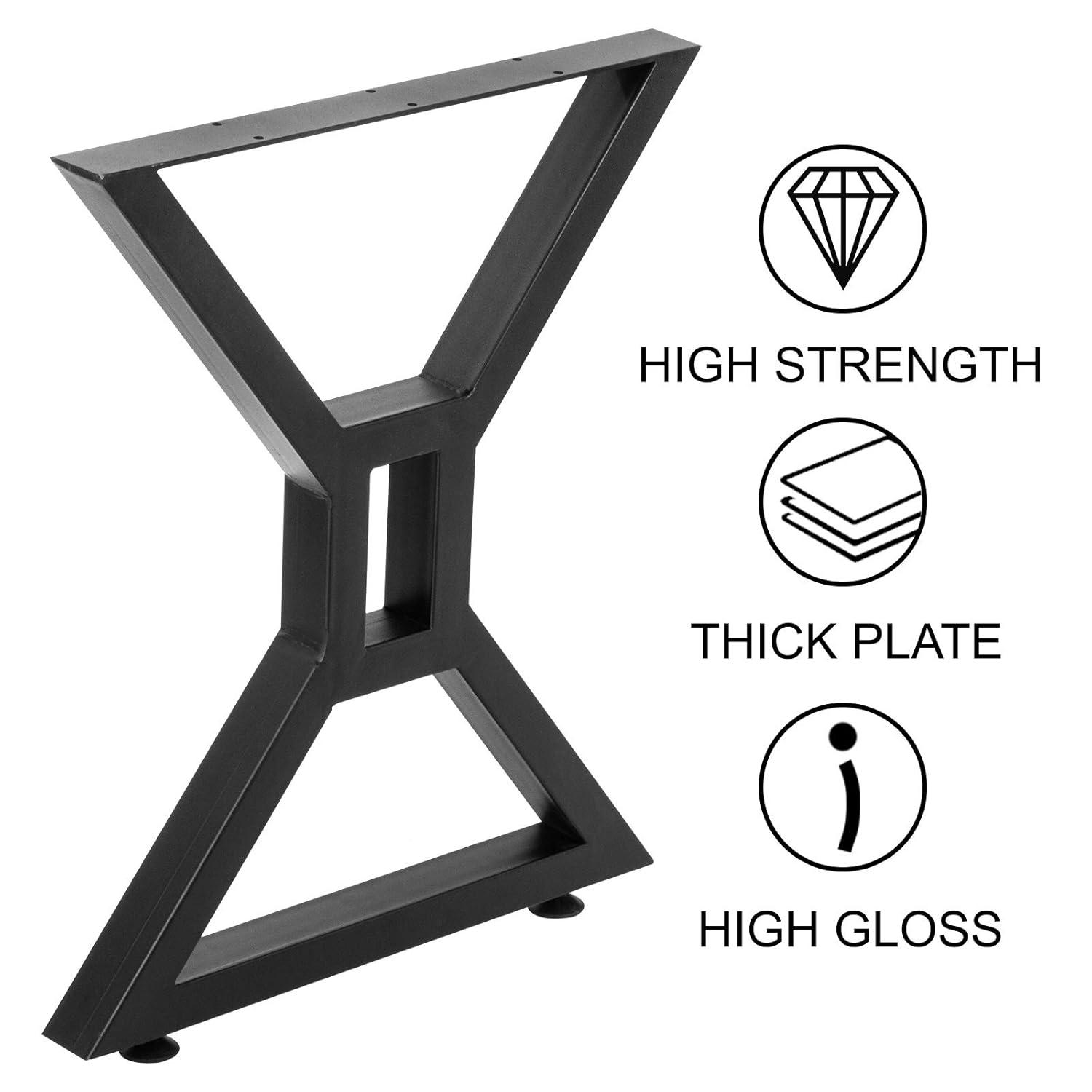 VEVOR Dining Table Legs 28 inch, Metal Table Legs 2PCS, Hollow X-Shaped Legs 440 Lbs Load Capacity DIY Coffee Table Legs Black Anti-Rust Iron Office Table Legs with Baking Varnish for Dining Table