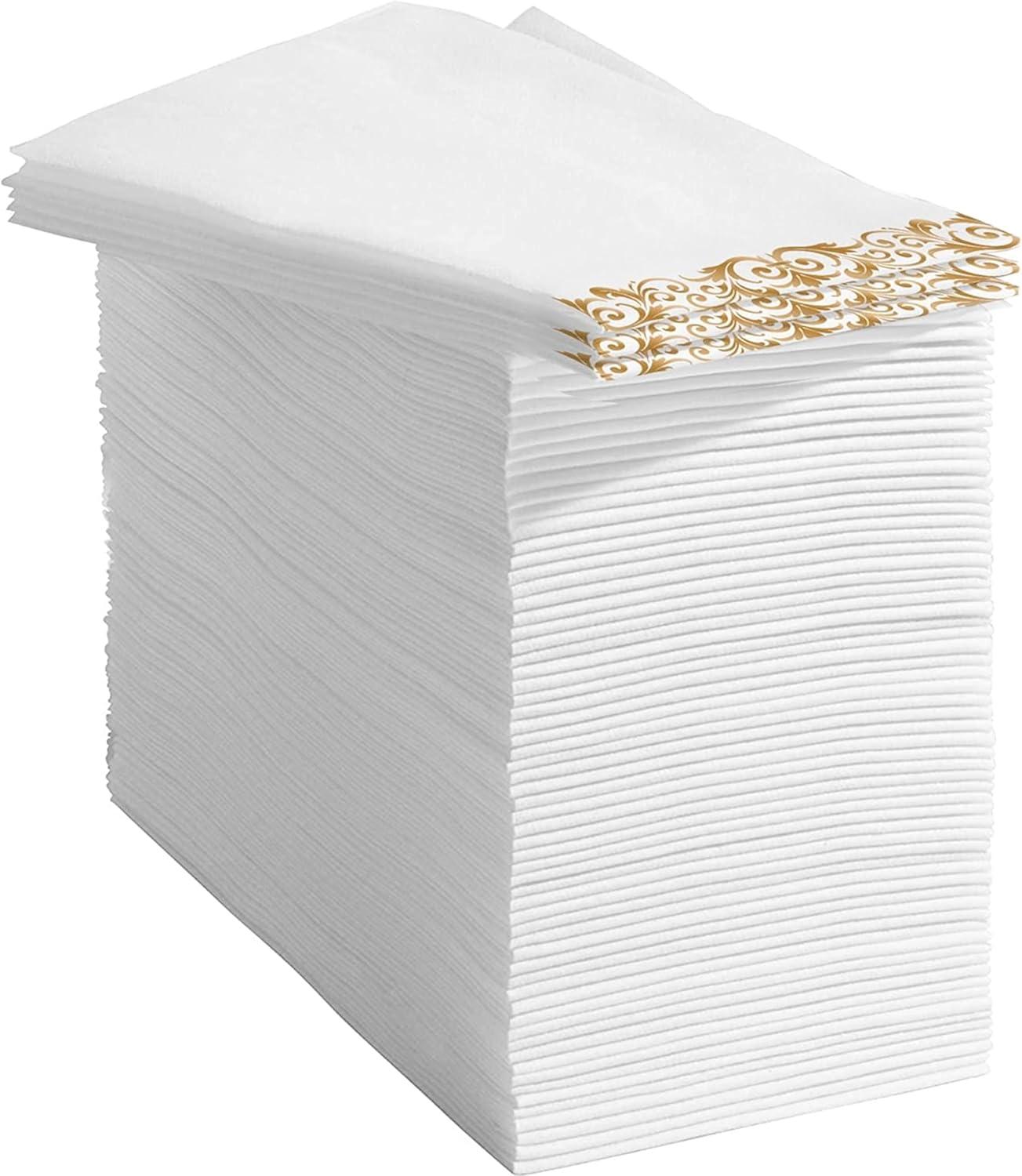 Prestee Feel Disposable Napkins-50 Linen, White