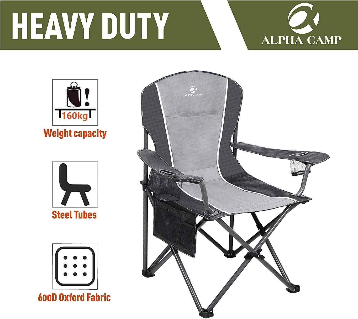 Luxury Oversized Folding Camping Chair with Lumbar Support