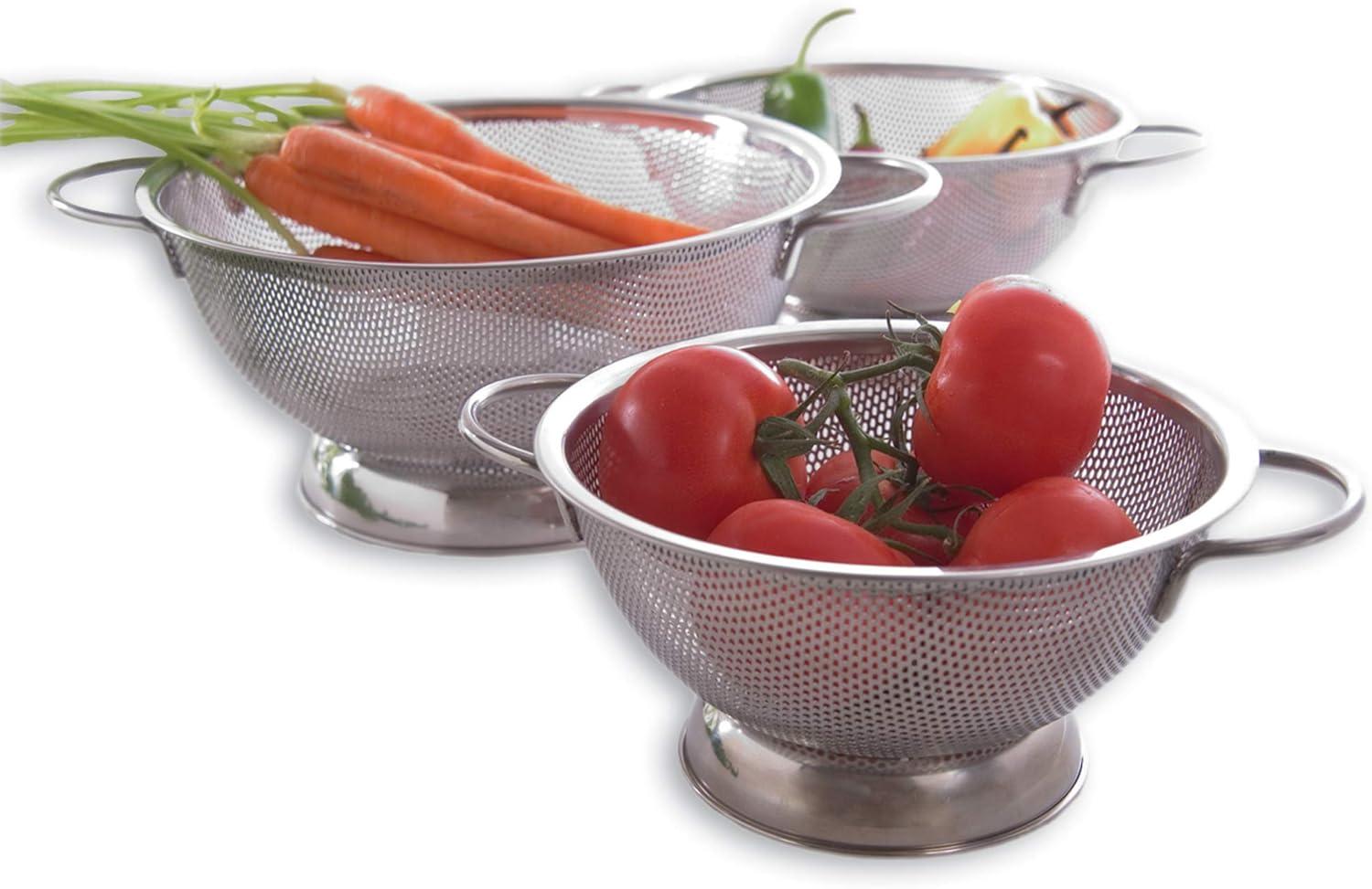 Stainless Steel Perforated Colander with Handles, 2.5 Quart