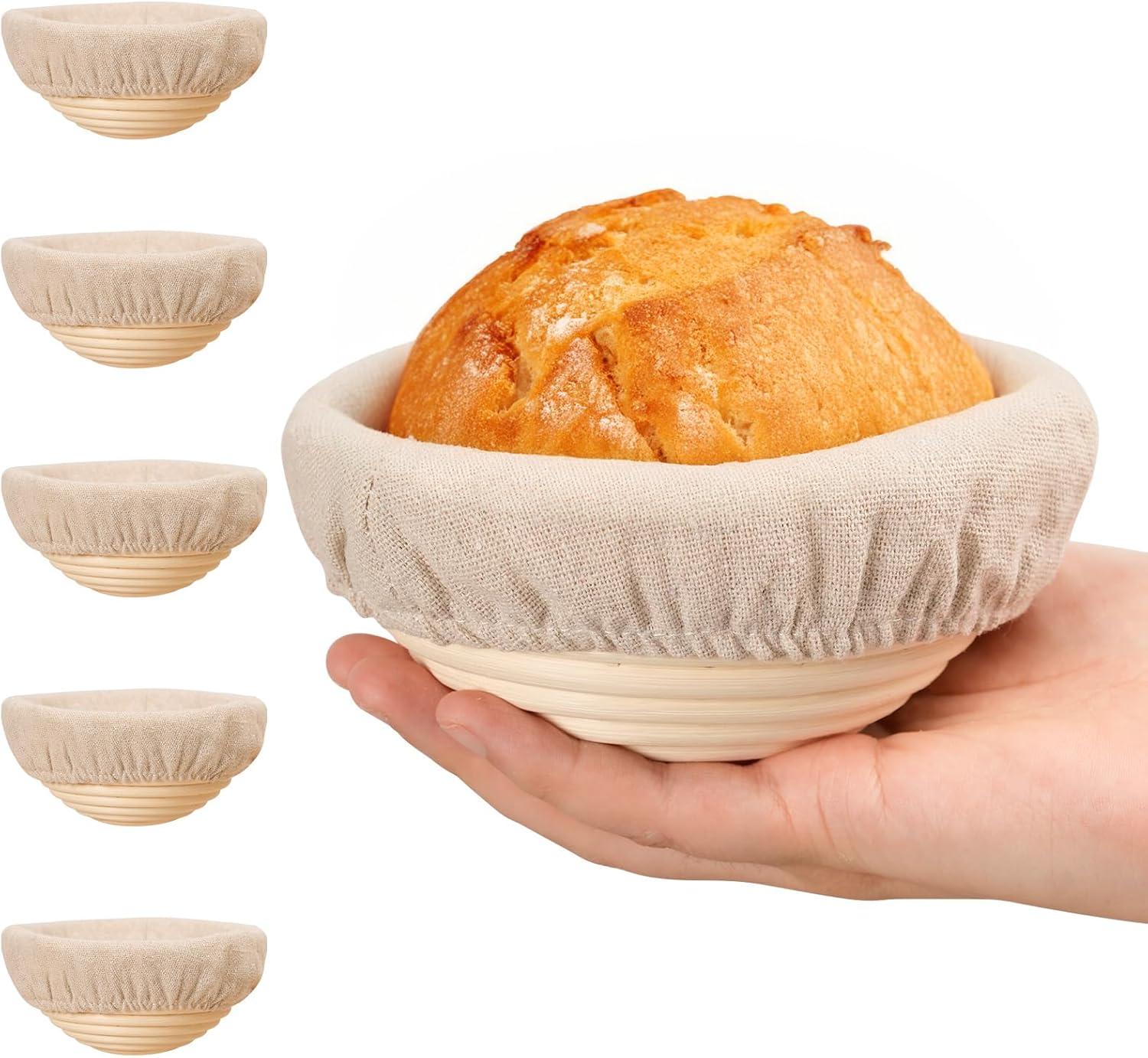 5 Inch Mini Rattan Bread Proofing Basket Set of 6