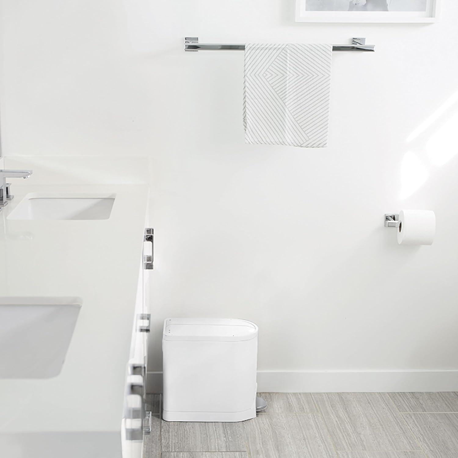 simplehuman 10L Butterfly Lid Bathroom Step Trash Can White Steel: Stainless Steel, Indoor, Spot Clean, 2 Gallon Capacity