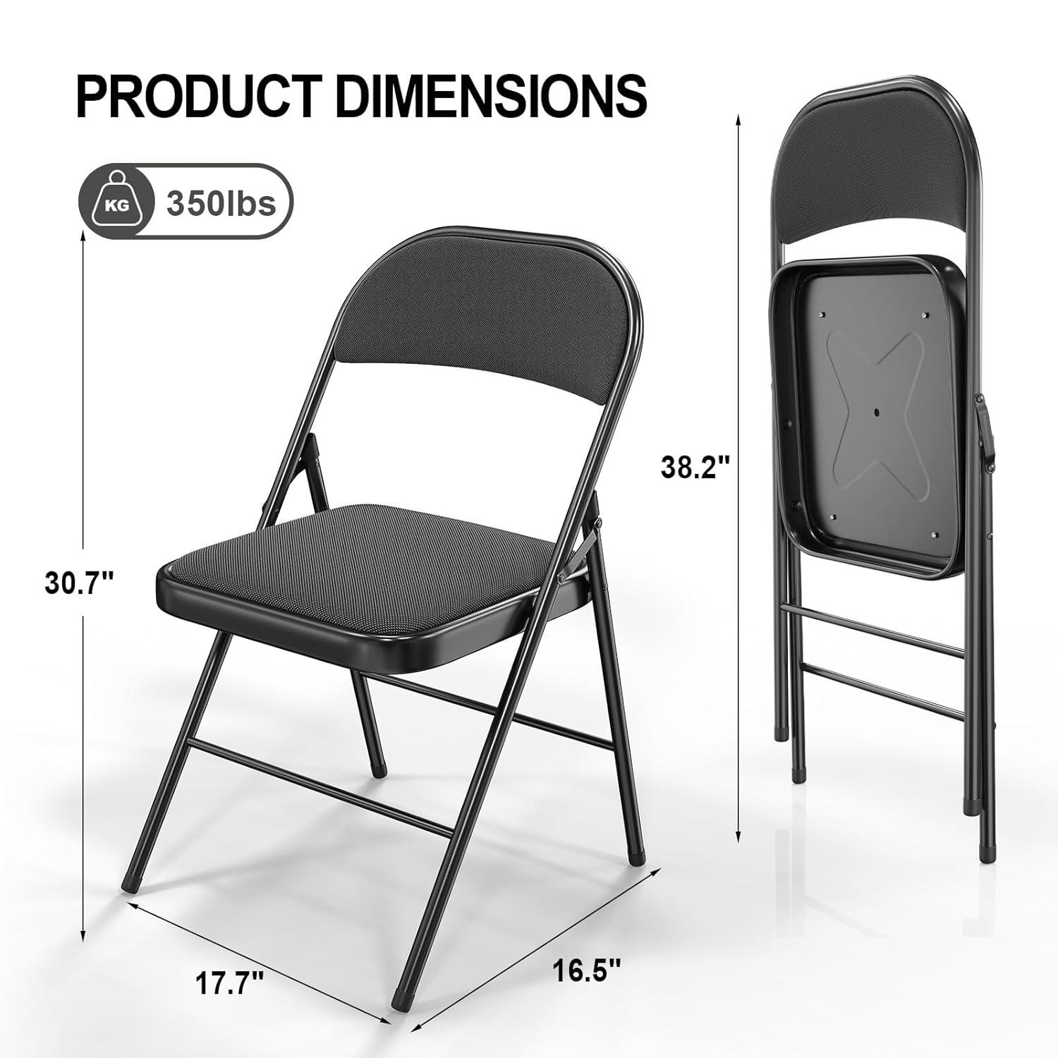 Inbox Zero 4Pcs Fully Assembled Thick-Padded Black PU Folding Chairs, 17.7"X19.7"X30.7"