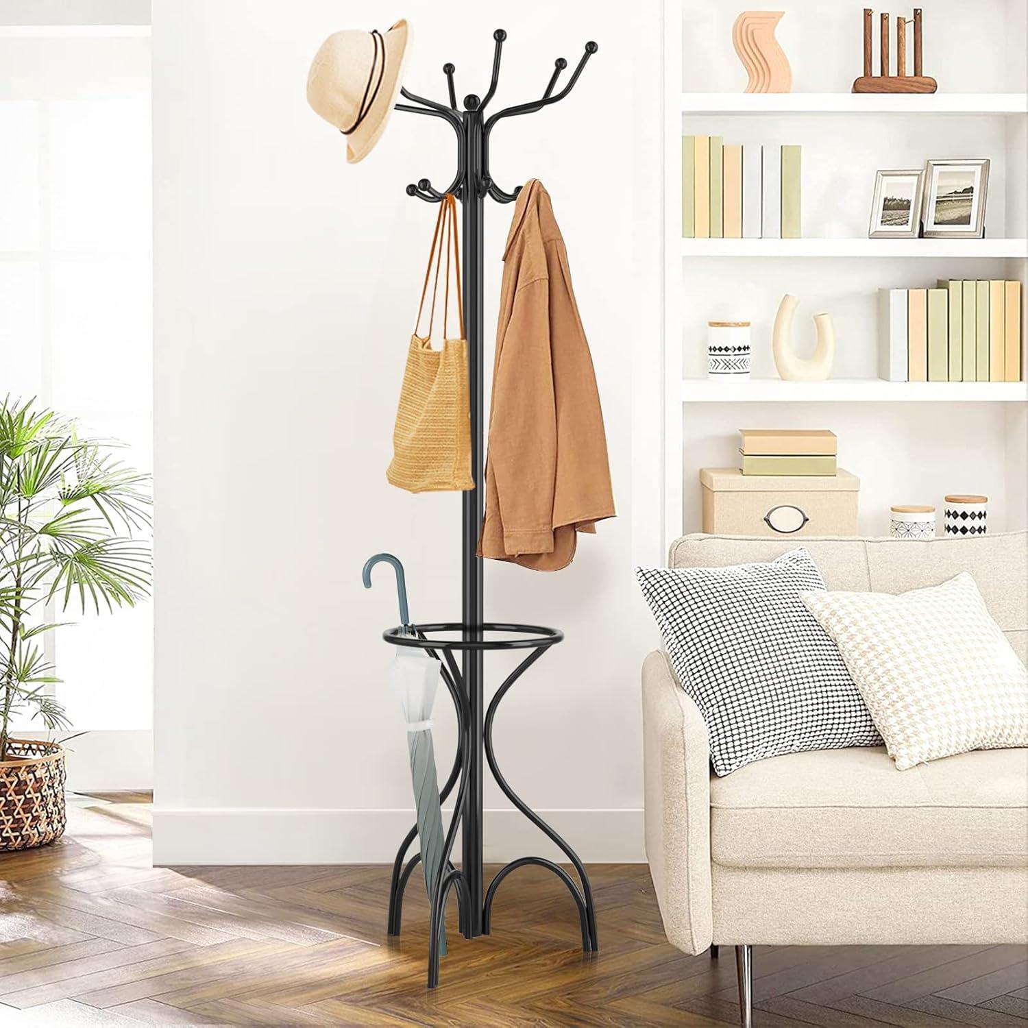 Spaco Vintage Metal Coat Hat Tree Stand Clothes Hanger, Free Standing Coat Tree, Coat Racks for Bedroom and Hallway