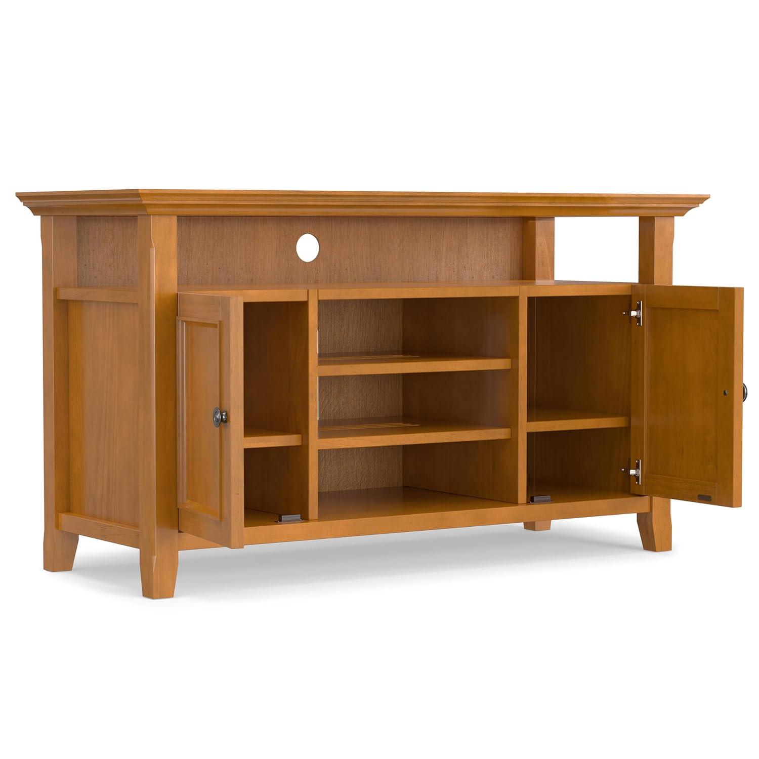 Simpli Home Amherst 54"W Solid Wood TV Stand for TVs up to 60" with Adjustable Shelves