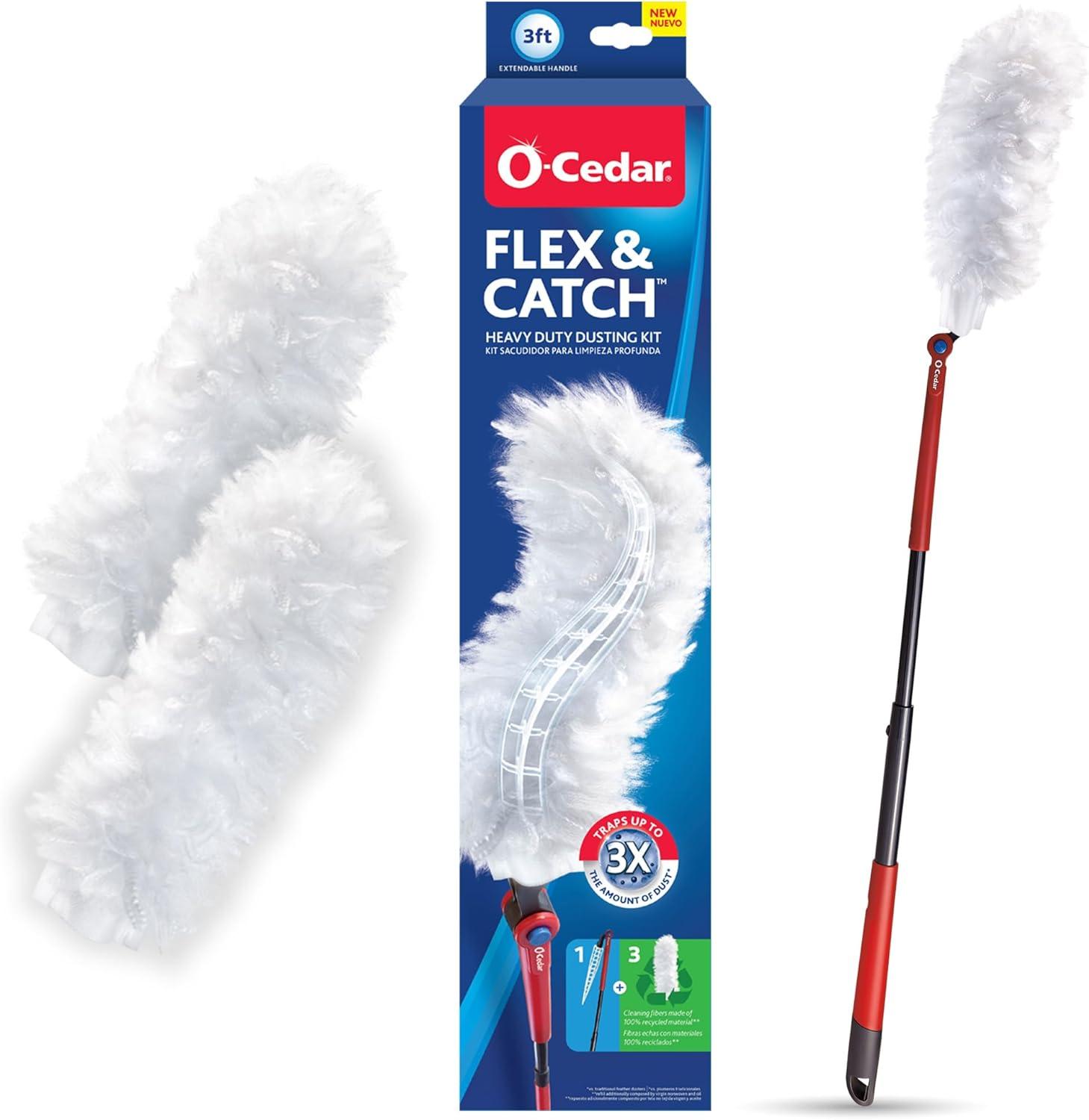 O-Cedar Flex & Catch Heavy Duty Duster Kit with 3-Foot Extendable Handle