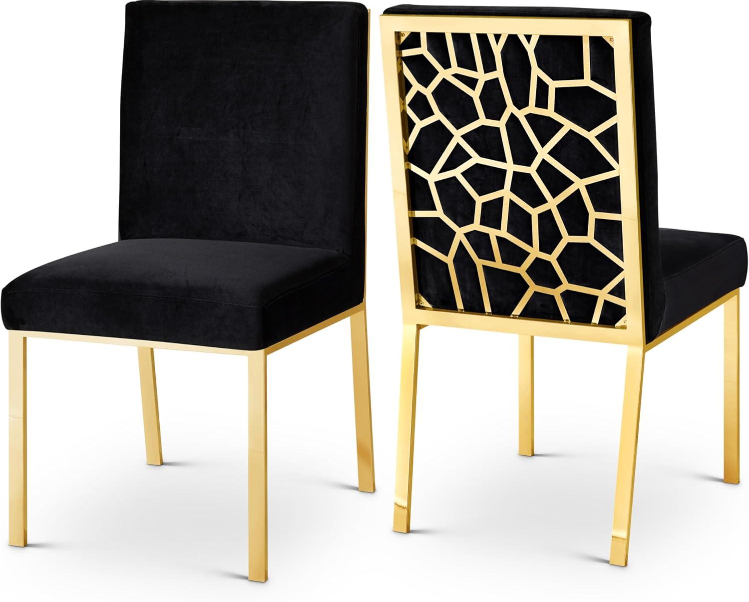 Opal Black Velvet Dining Chair with Gold Metal Frame