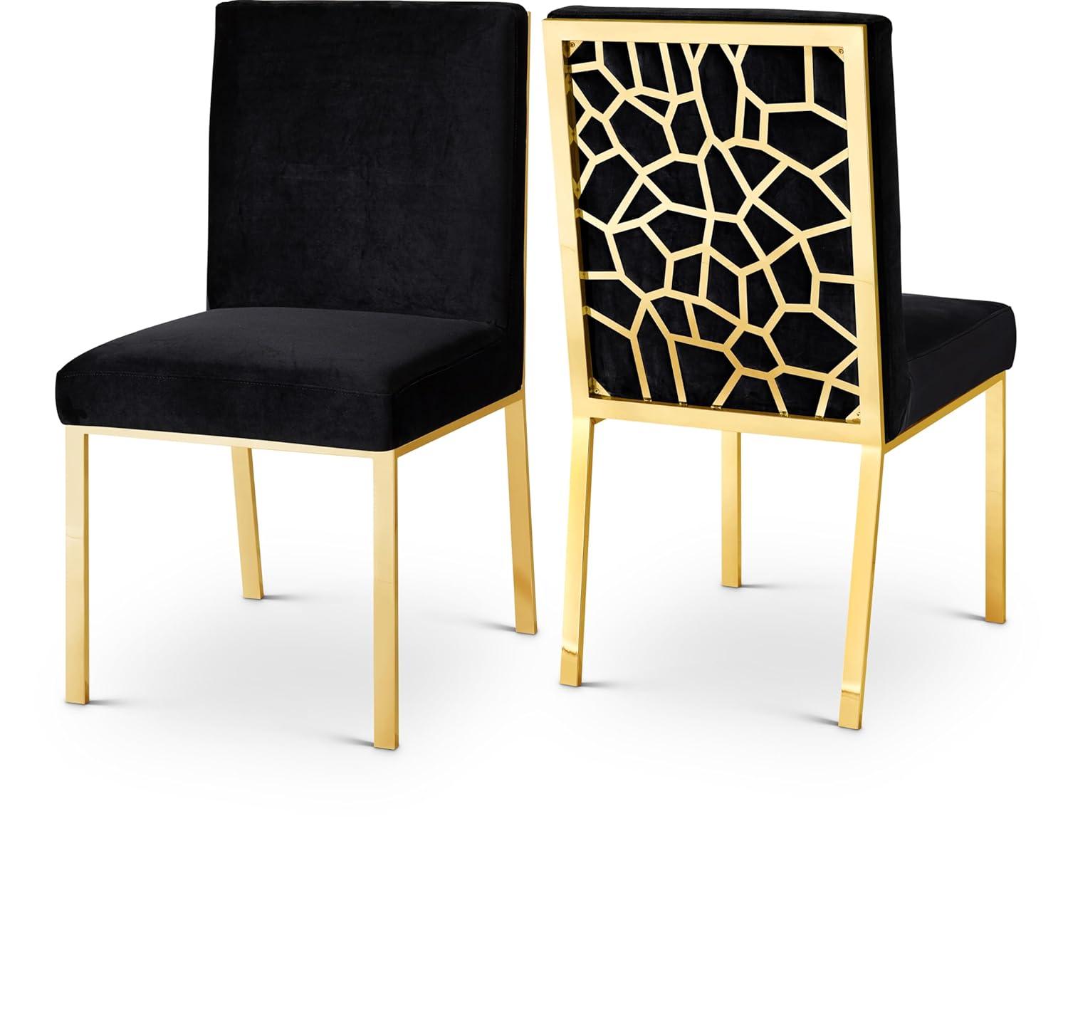 Opal Black Velvet Dining Chair with Gold Metal Frame