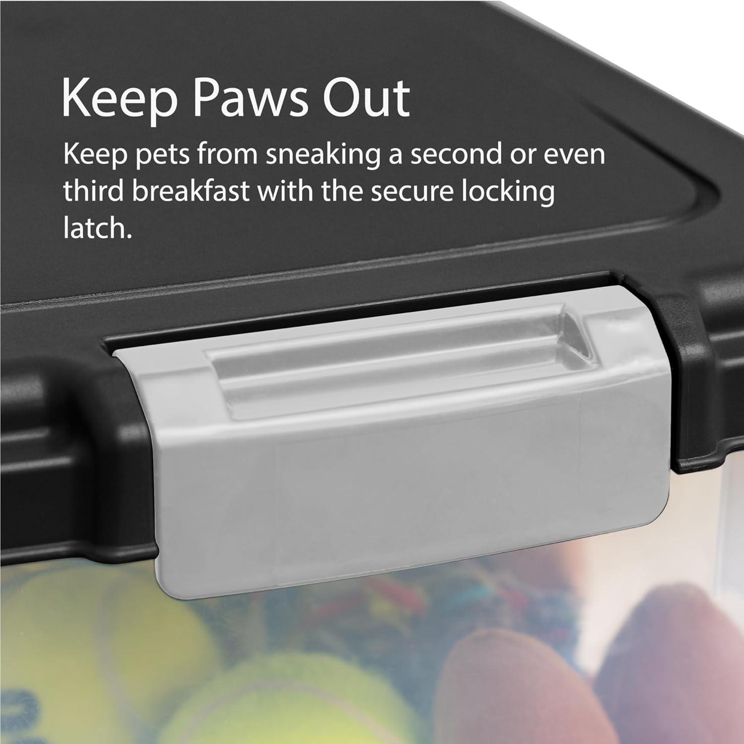 IRIS USA 30 lbs & 11 lbs Combo Airtight Dog Food Storage Container, Stackable Treat Box, 2-Cup Scoop, Casters, Keep Fresh, Easy Mobility, Black