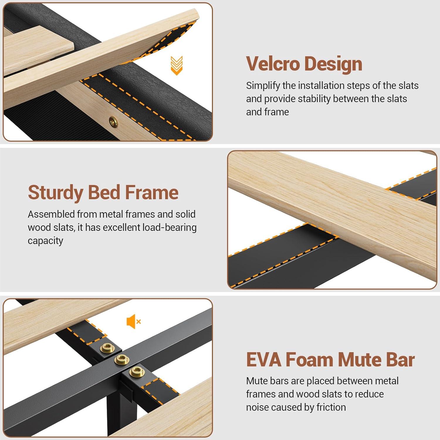 Alwyn Home Floating Bed Frame With Led Lights Metal Platform Bed, No Squeak