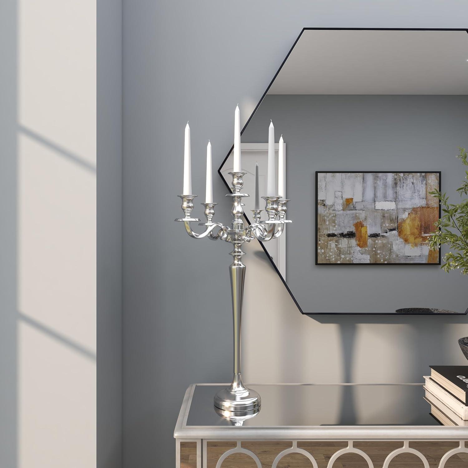 DecMode 5 Holder Silver Aluminum Metal Candelabra