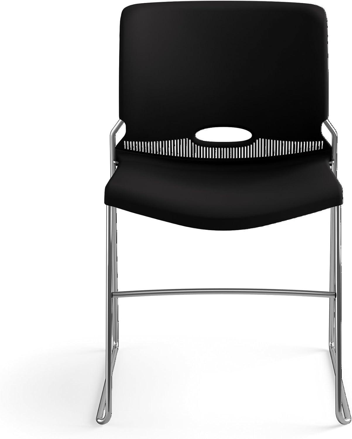 Onyx Armless Metal Stacking Chair with Lumbar Support