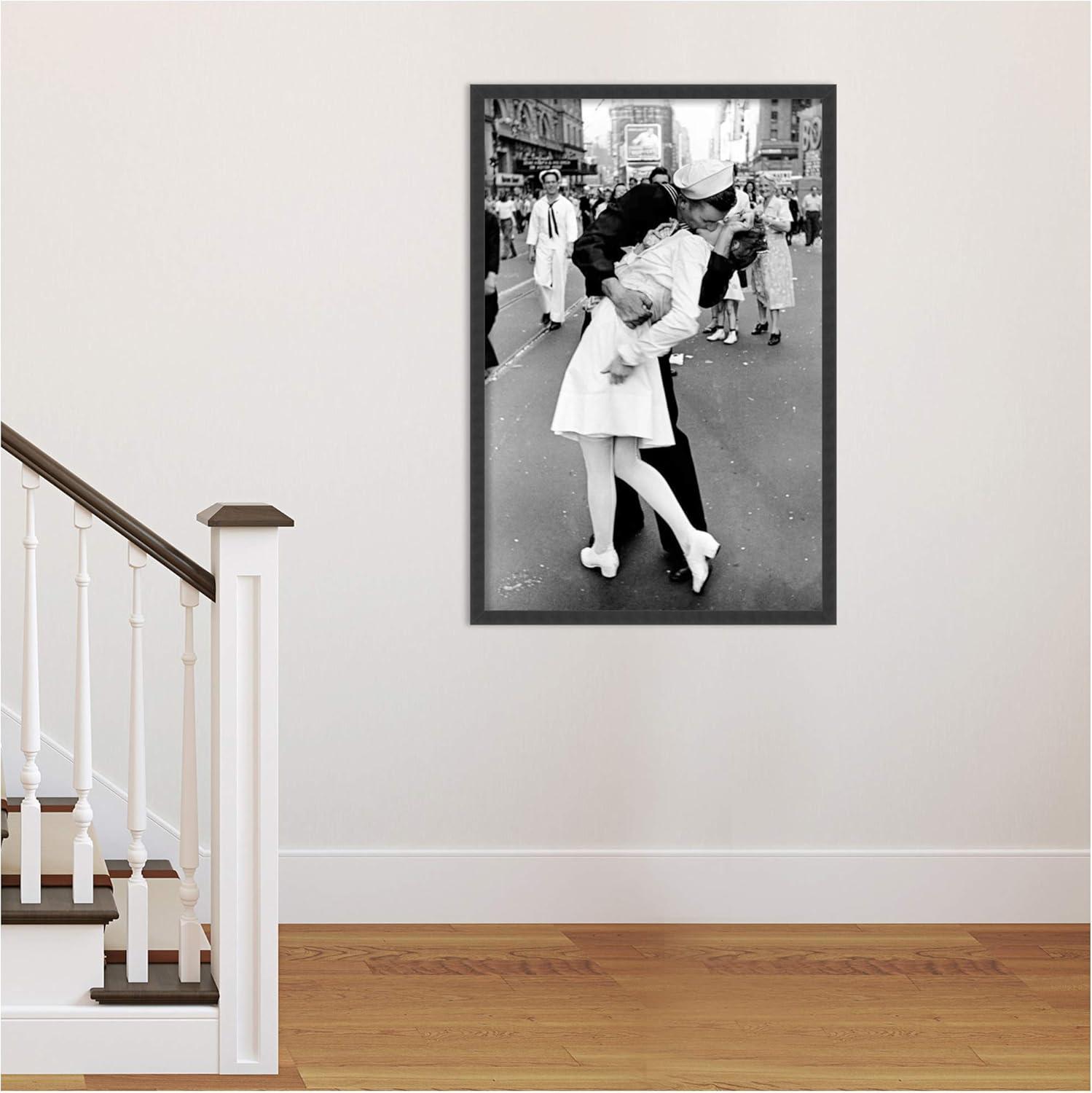 Black Framed 'Kissing on VJ Day' 25.5 x 37.5 Print