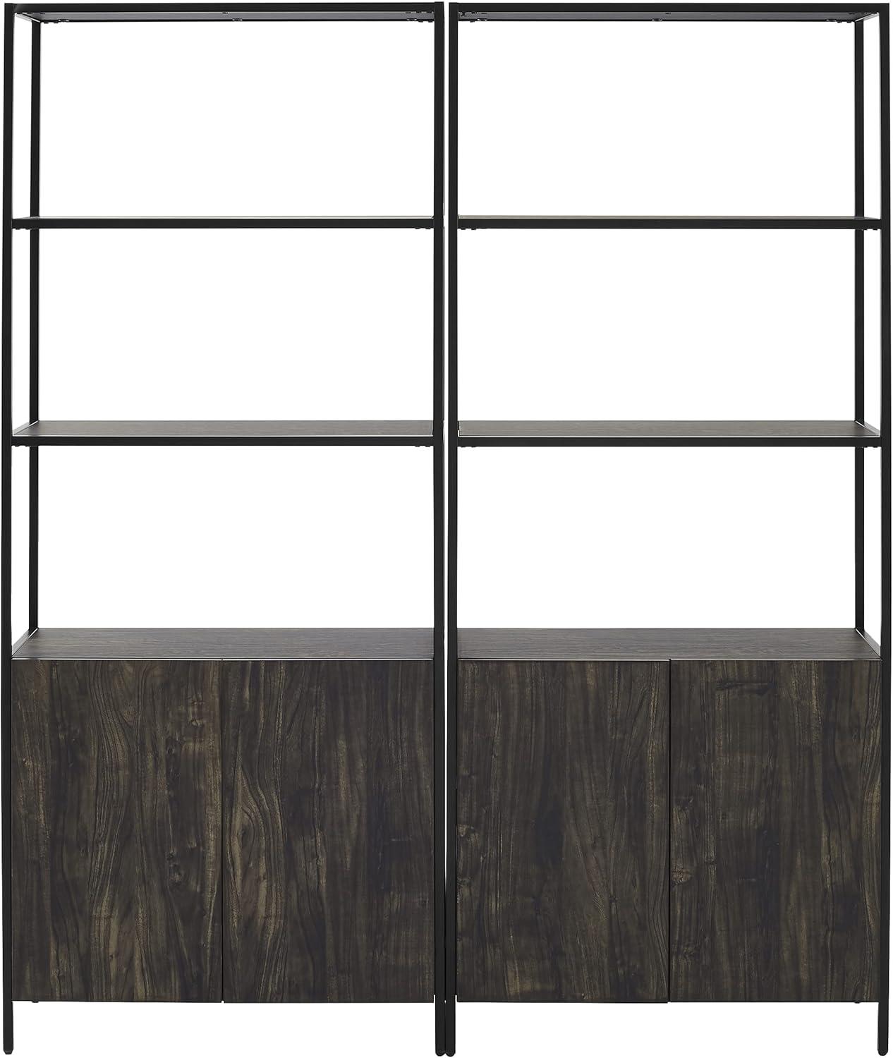 2pc 80.5" Jacobsen Etagere Set Brown Ash - Crosley: Industrial Storage, Steel Frame, Wood Veneer