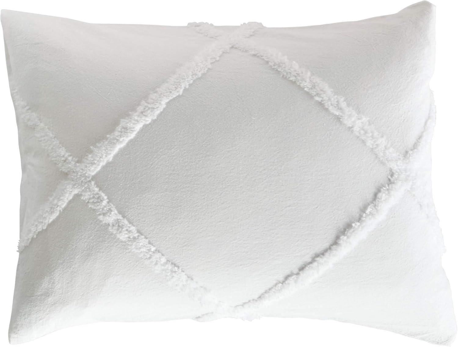 White Cotton Chenille Lattice King Comforter Set