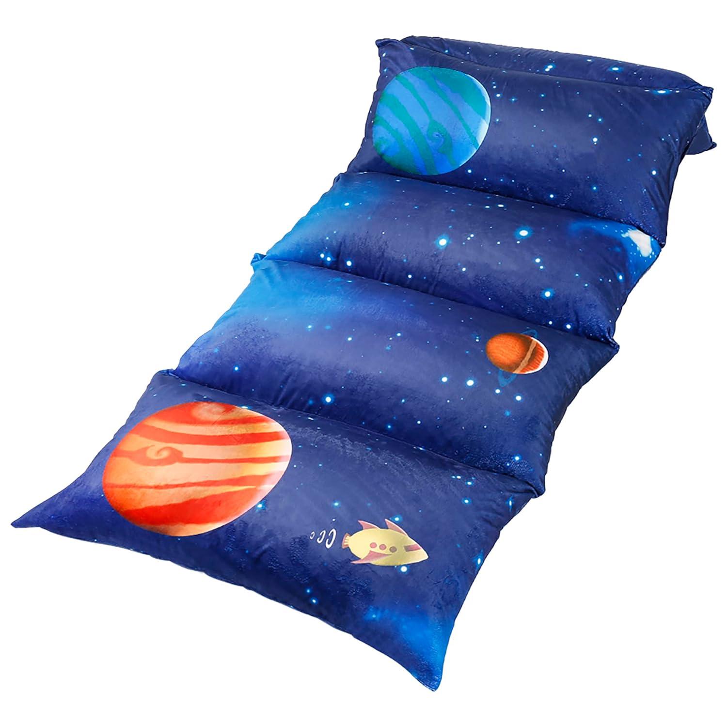 Butterfly Craze Butterfly Craze Floor Pillow Case, Mattress Bed Lounger Cover, Galaxy Blue, Queen Size - for Kids & Adults