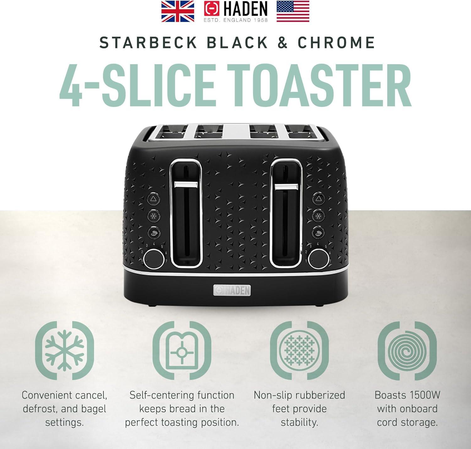 HADEN Starbeck Black 4-Slice Toaster