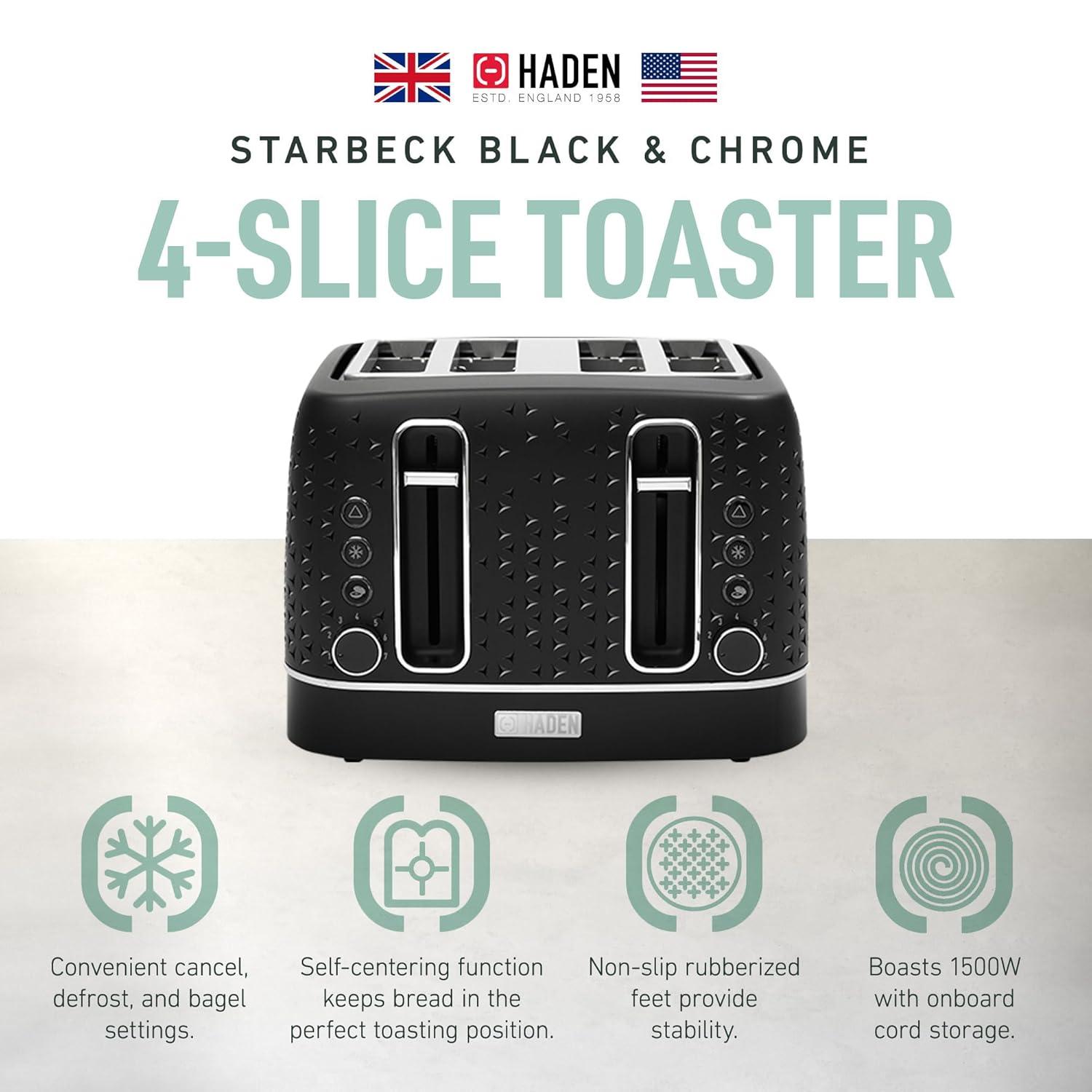 HADEN Starbeck Black 4-Slice Toaster