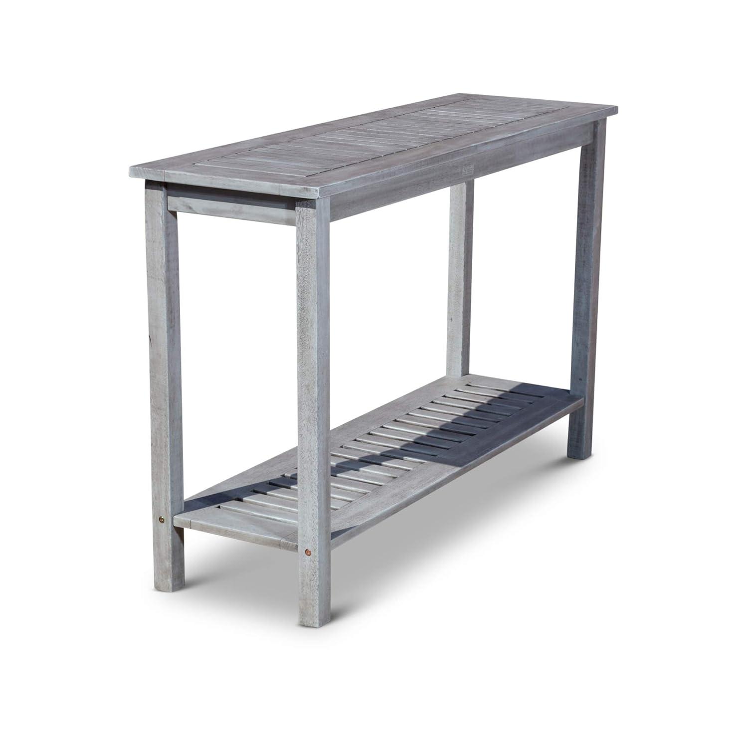 DTY  Outdoor Living Longs Peak Eucalyptus Console Table Driftwood Gray