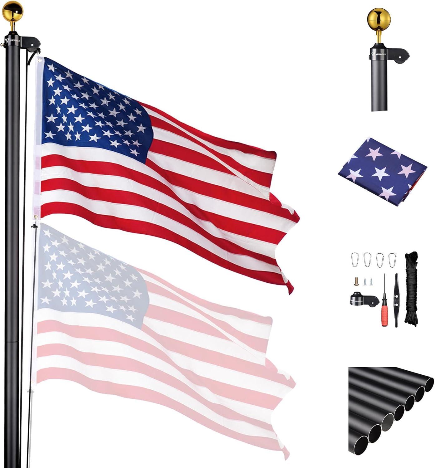 Yescom 25' Upgraded Sectional Aluminum Flagpole Silver