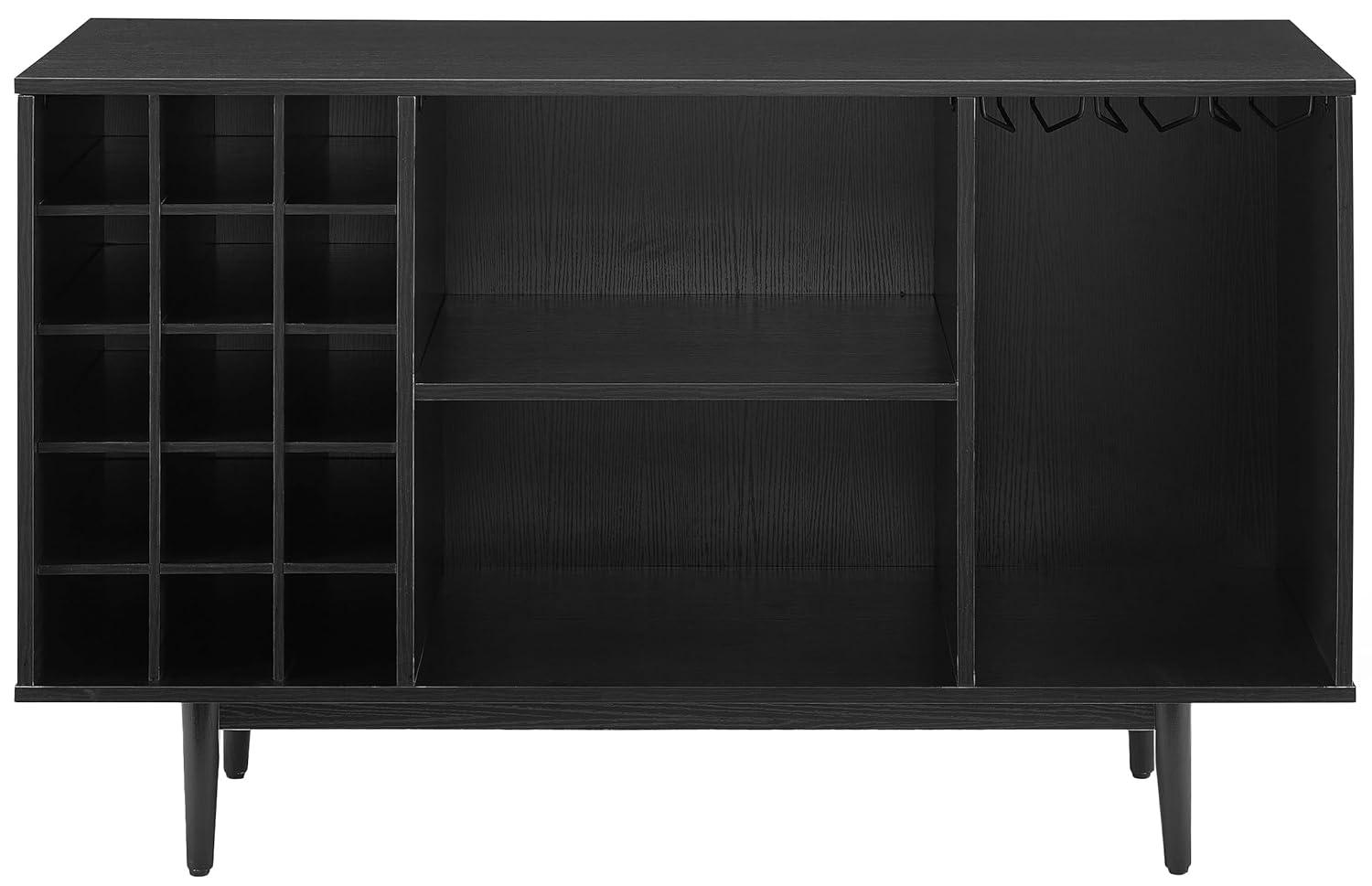 Liam Black Mid-Century Modern Wine Storage Sideboard
