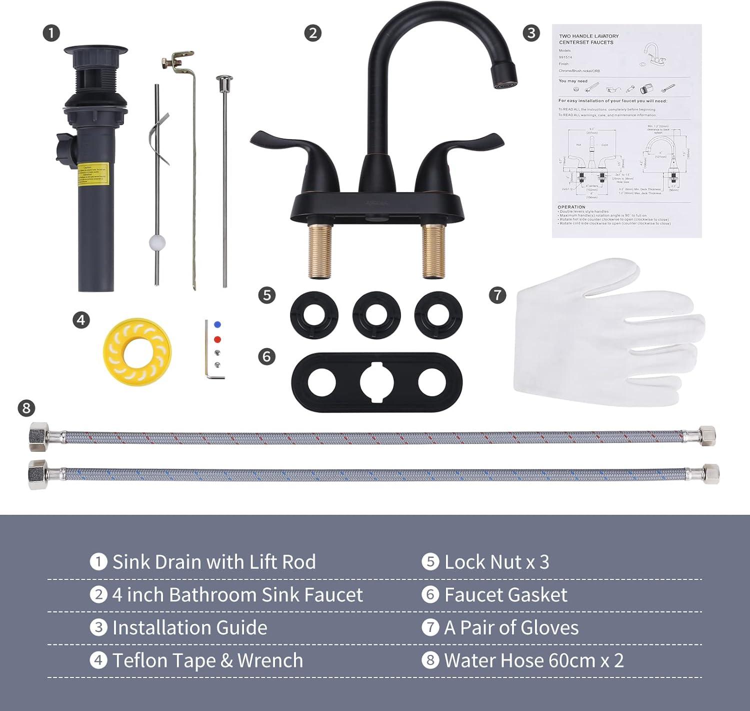 4 Inch Centerset Bathroom Faucet Oil Rubbed Bronze