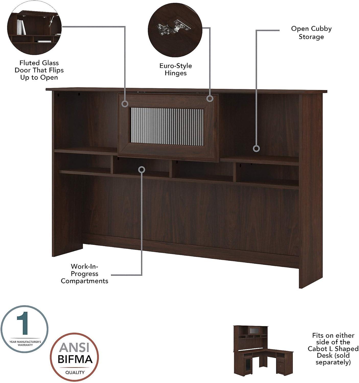 Cabot L Desk with Hutch & File Cabinet in Modern Walnut - Engineered Wood