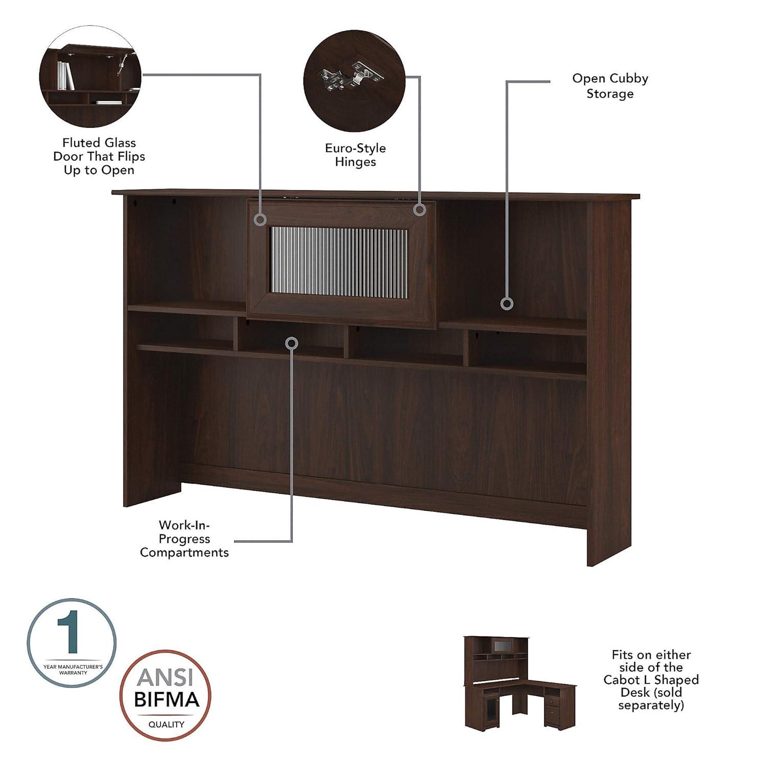 Cabot L Desk with Hutch & File Cabinet in Modern Walnut - Engineered Wood