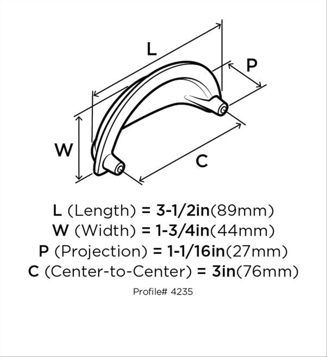 Sterling Nickel 3-Inch Center to Center Cup Pull