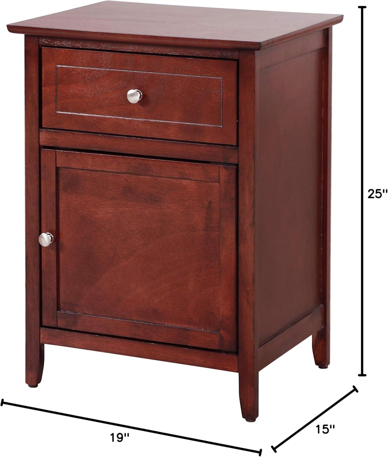 Glory Furniture Izzy 1 Drawer/1 Door Wood Nightstand End Table, Cherry