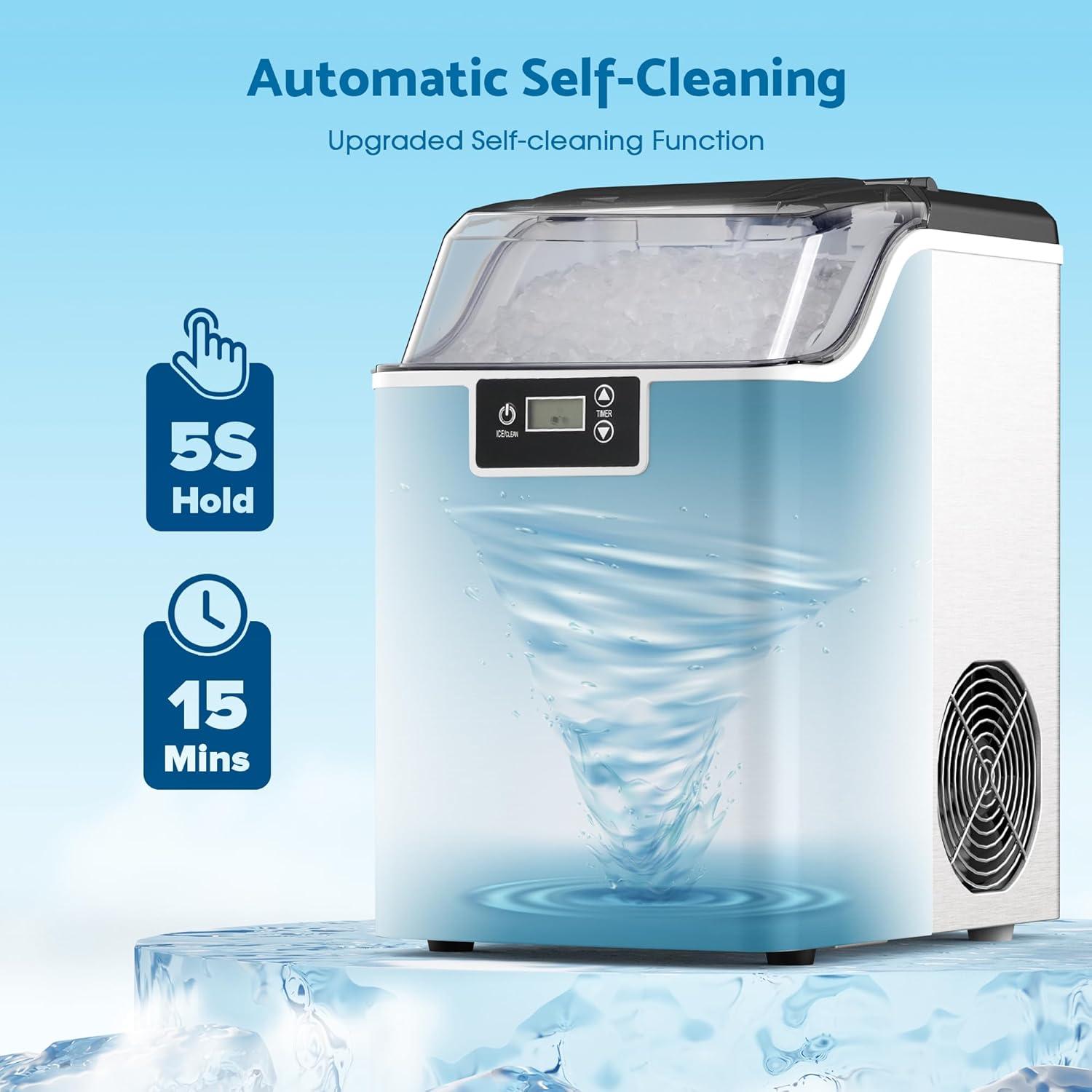 Emorefun Portable Nugget Ice Maker, 44Lbs/24H Compact Ice Machine for Home Office Countertop