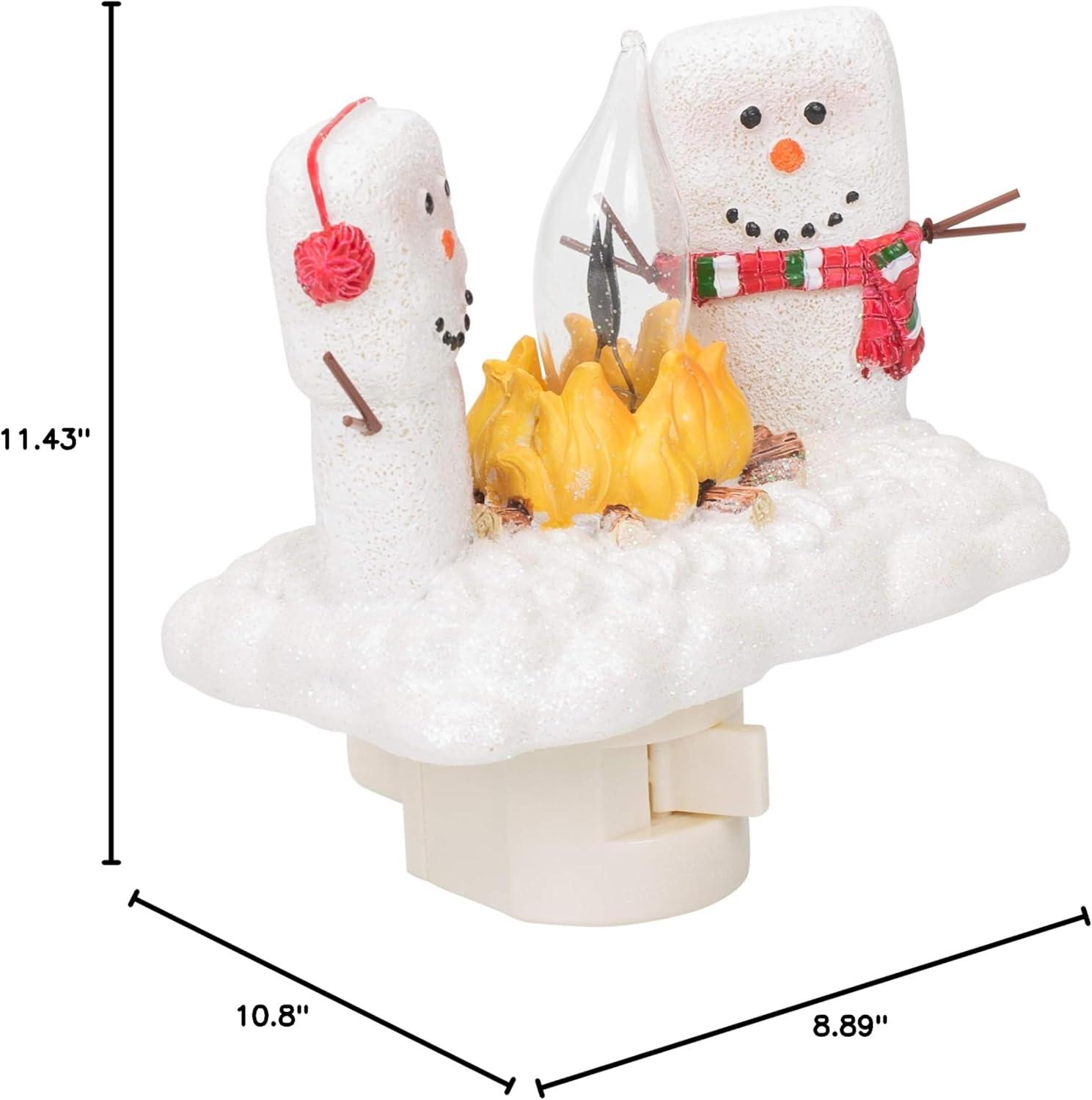 Festive Marshmallow Campfire Night Light with Holly Design