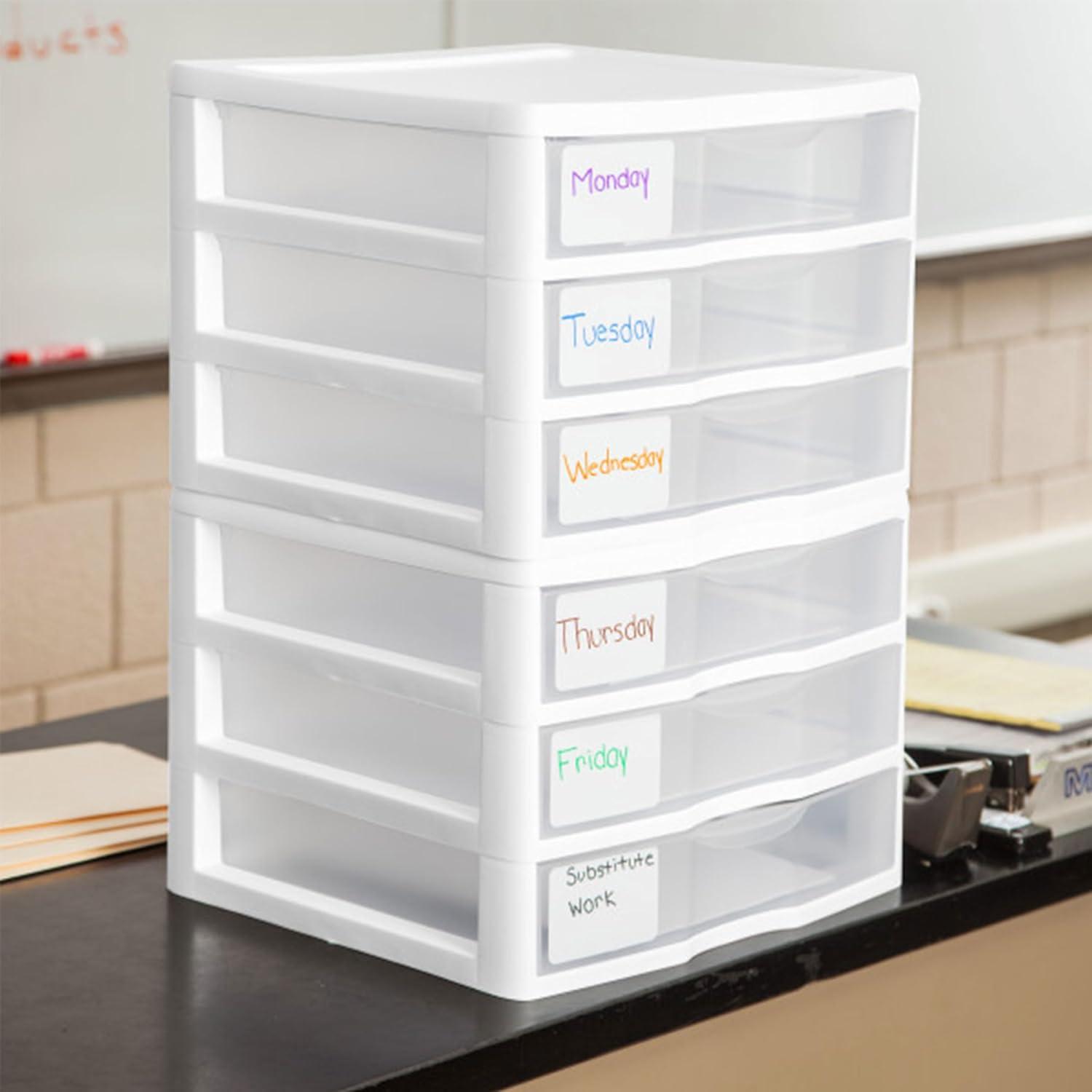 Sterilite 3-Pack 3 Drawer Plastic Storage, Stackable Dresser Organizer Drawers, White