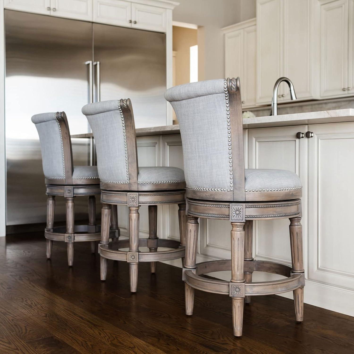 Reclaimed Oak Swivel Bar Stool with Leather Upholstery