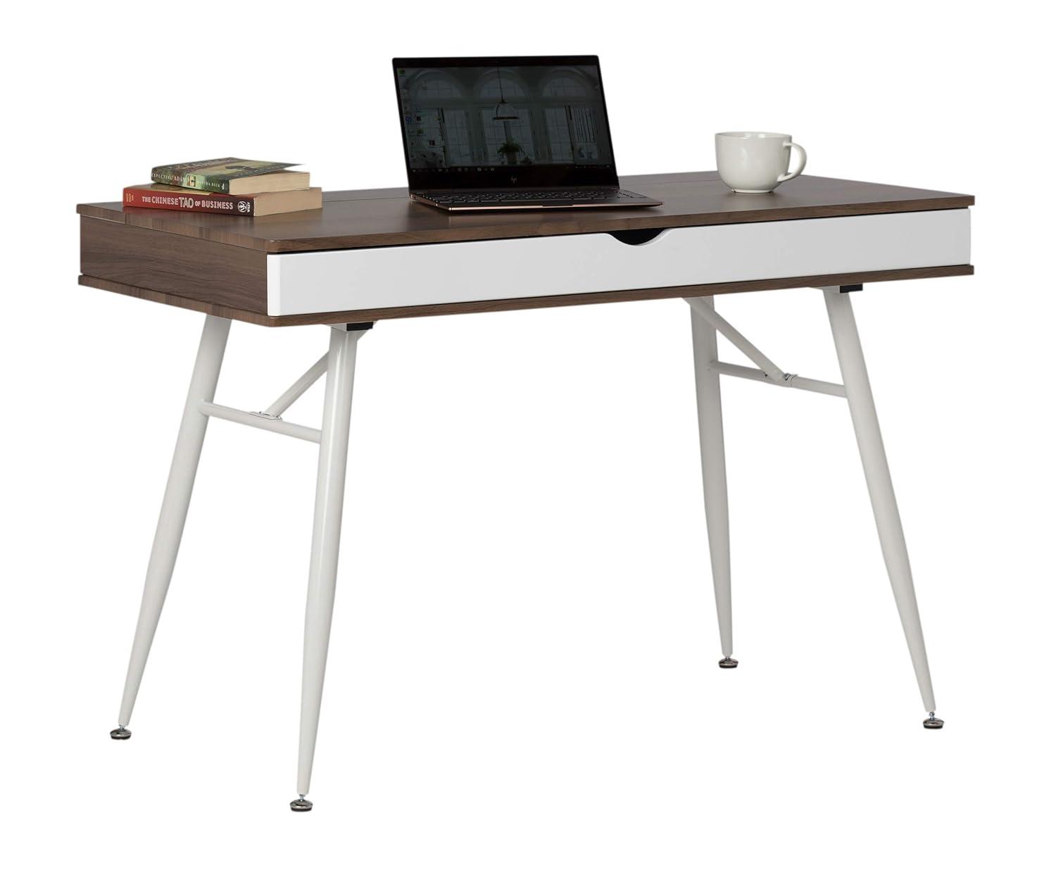 Alcove Writing Desk Chestnut - Calico Designs: Metal Frame, MDF Surface, Mid-Century Modern Style
