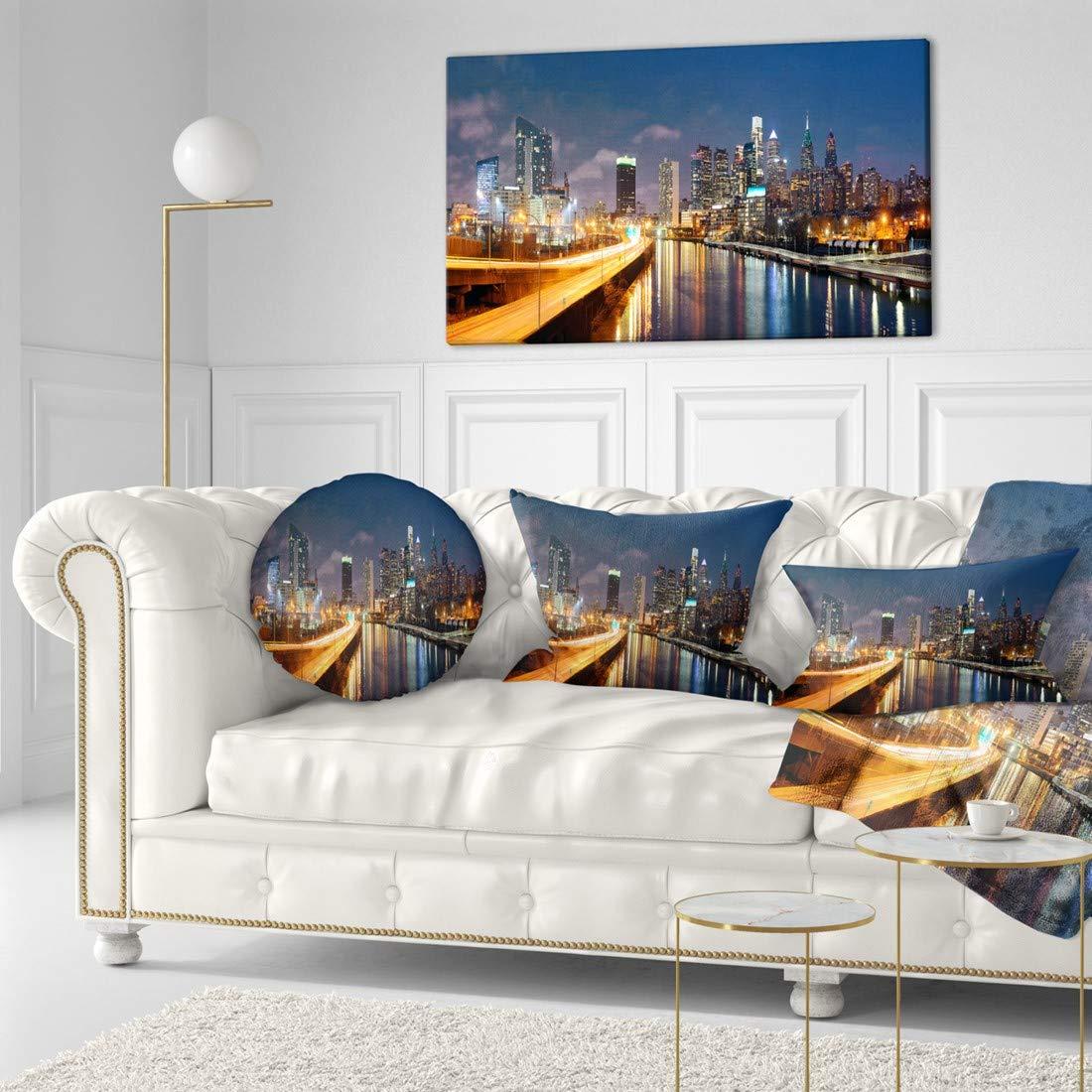 Designart 'Philadelphia Skyline at Night ' Cityscape Canvas Print