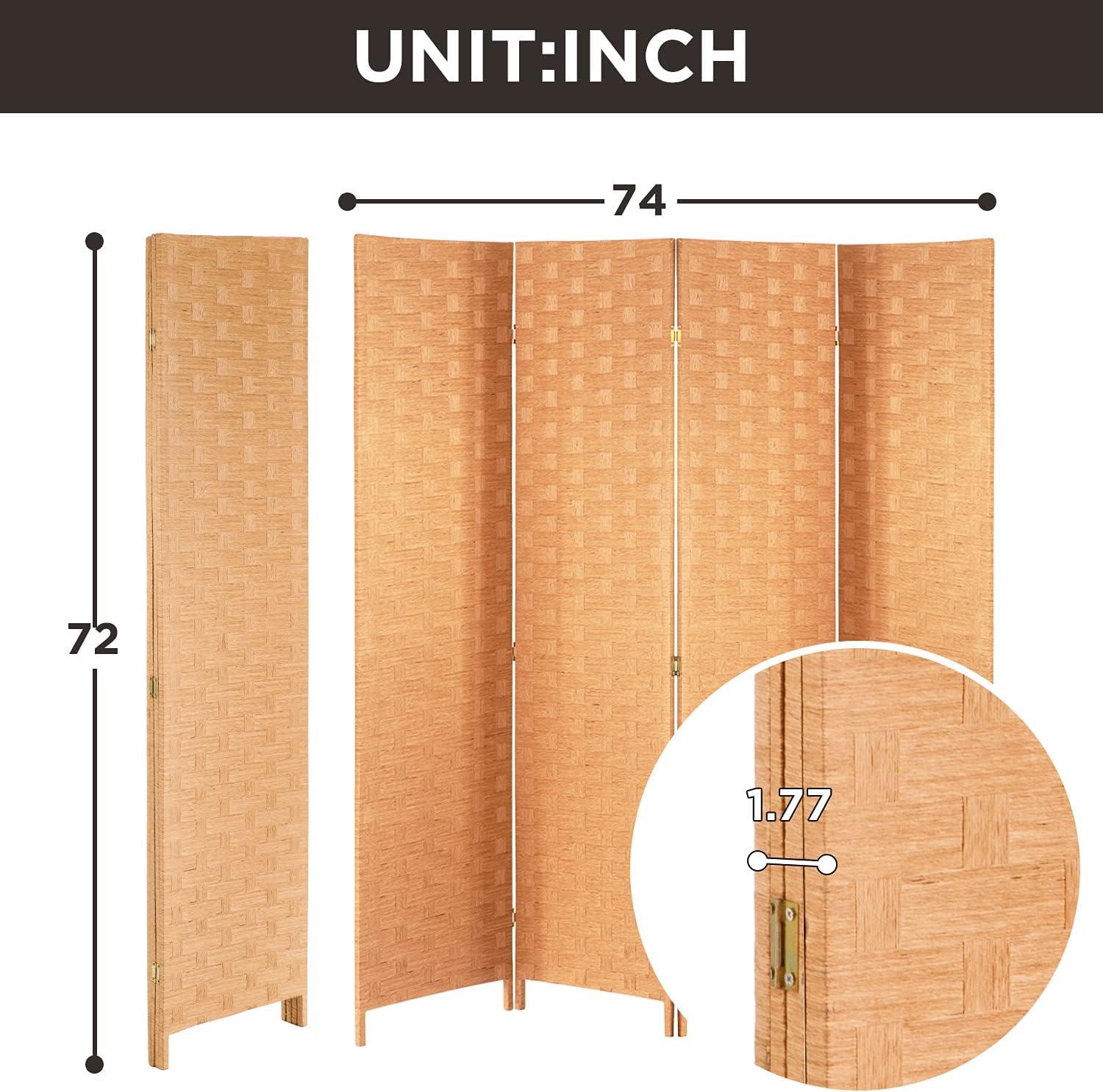 FDW Room Divider Wall Divider Wood Screen Wood Mesh Hand-Woven Design Room Screen Divider Indoor Folding Portable Partition Screen