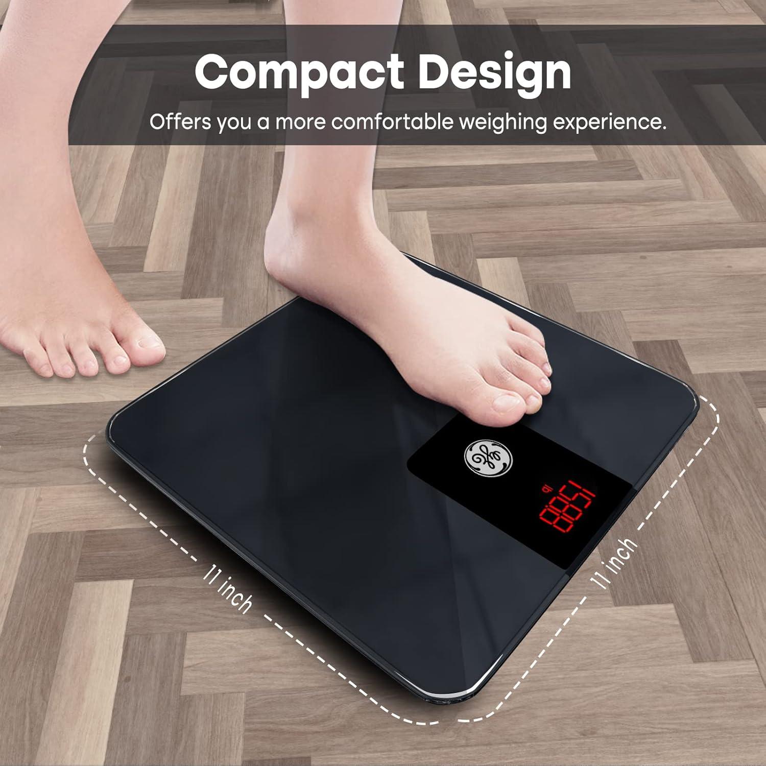 GE Scale for Body Weight Bathroom: Digital Scales Accurate Body Weight Scale Smart Bluetooth Scale for Weight and BMI Electronic Weighing Scale for People, Black 400lb Capacity Bath Scale