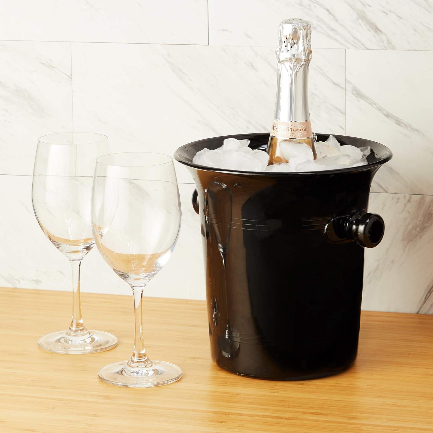 True Black Ice Bucket with Handles, Beverage Tub for Parties, Wine and Champagne Drink Bucket for Outdoor and Indoors Entertaining, 3 Liter, Black