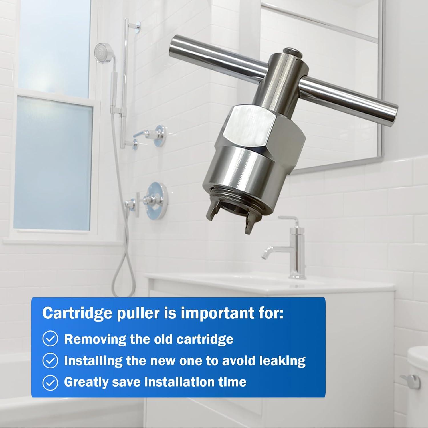 1222 Replacement Cartridge with Moen 104421 Cartridge Puller Removal Tool Retainer Clip Compatible with Moen One-Hanlde Posi Temp 1222B Shower Bathtub Faucet (1222 cartridge +104421 cartridge puller)